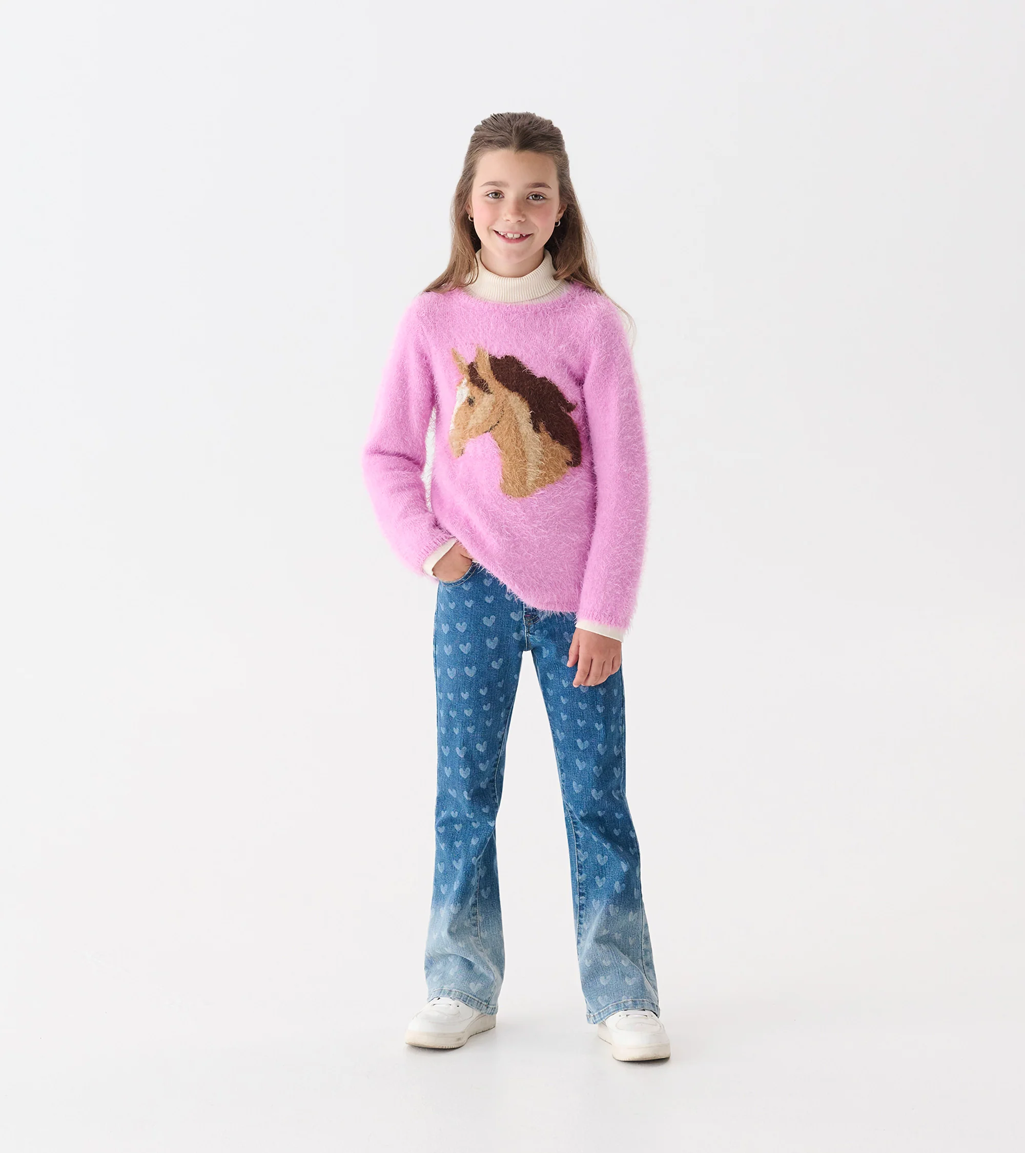Girls Horse Furry Sweater - Image 5