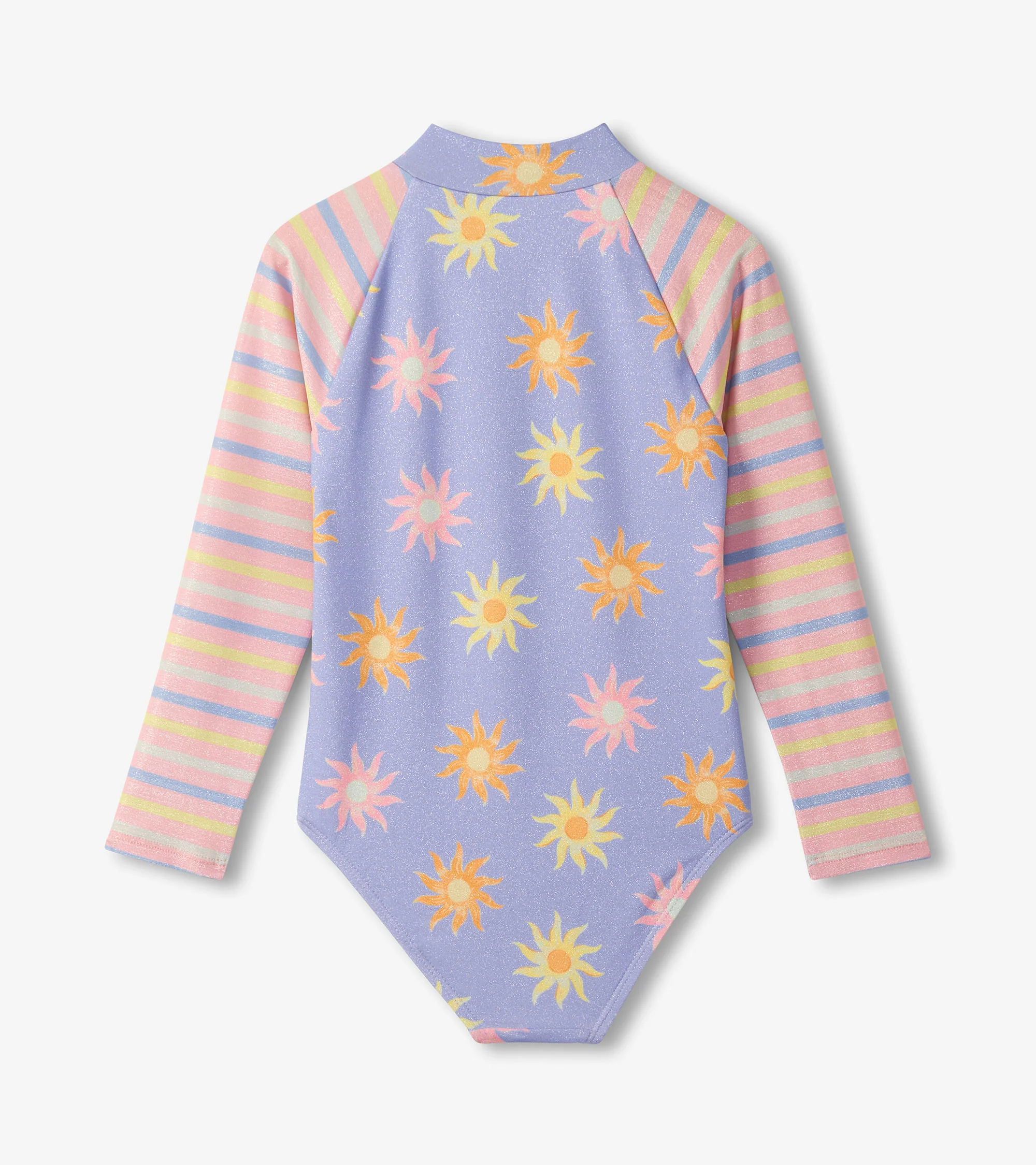 Girls Lavender Sunshine Long Sleeve One-Piece Rashguard Swimsuit - Image 2