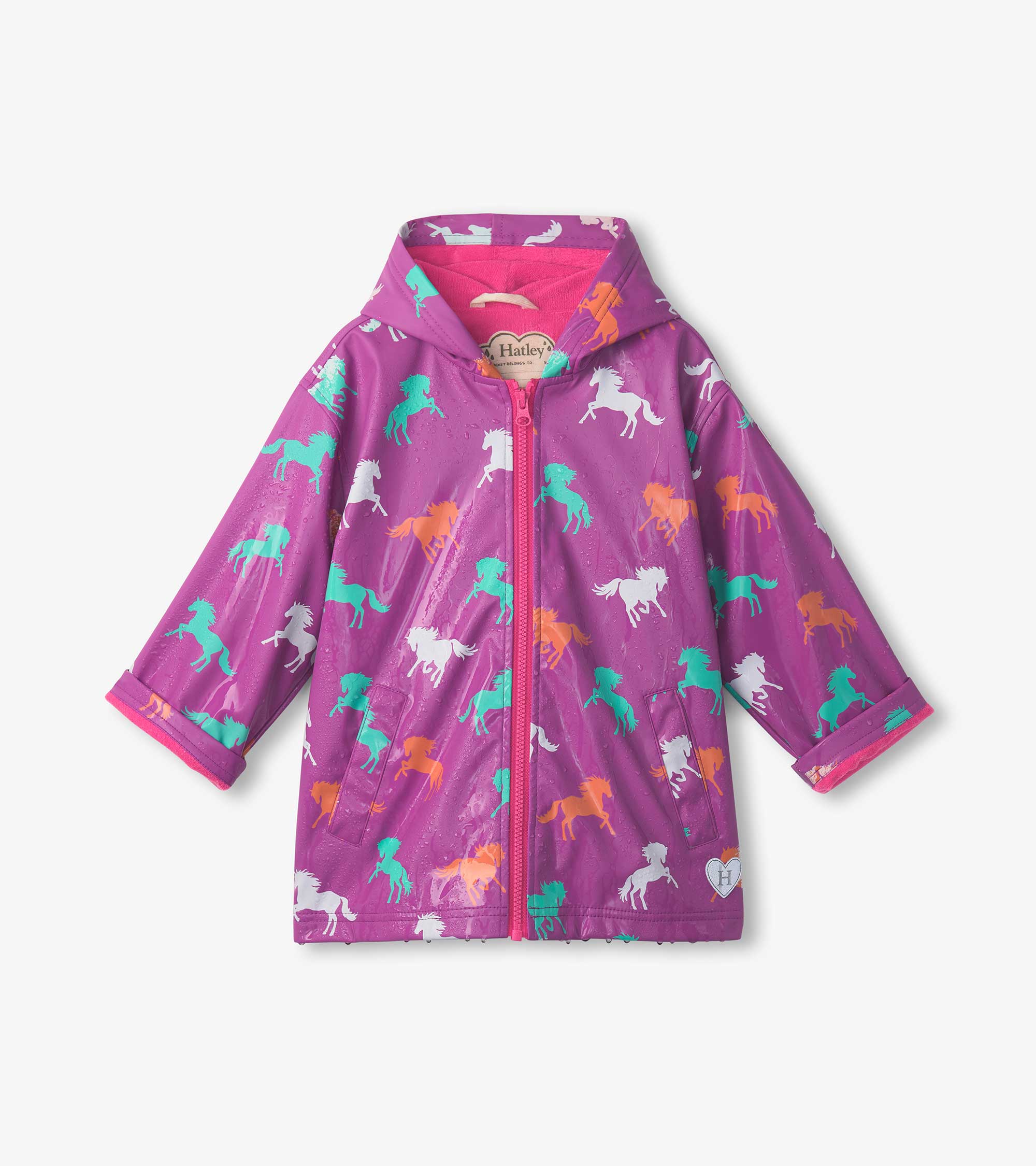 Girls Leaping Horses Zip-Up Rain Jacket - Image 2