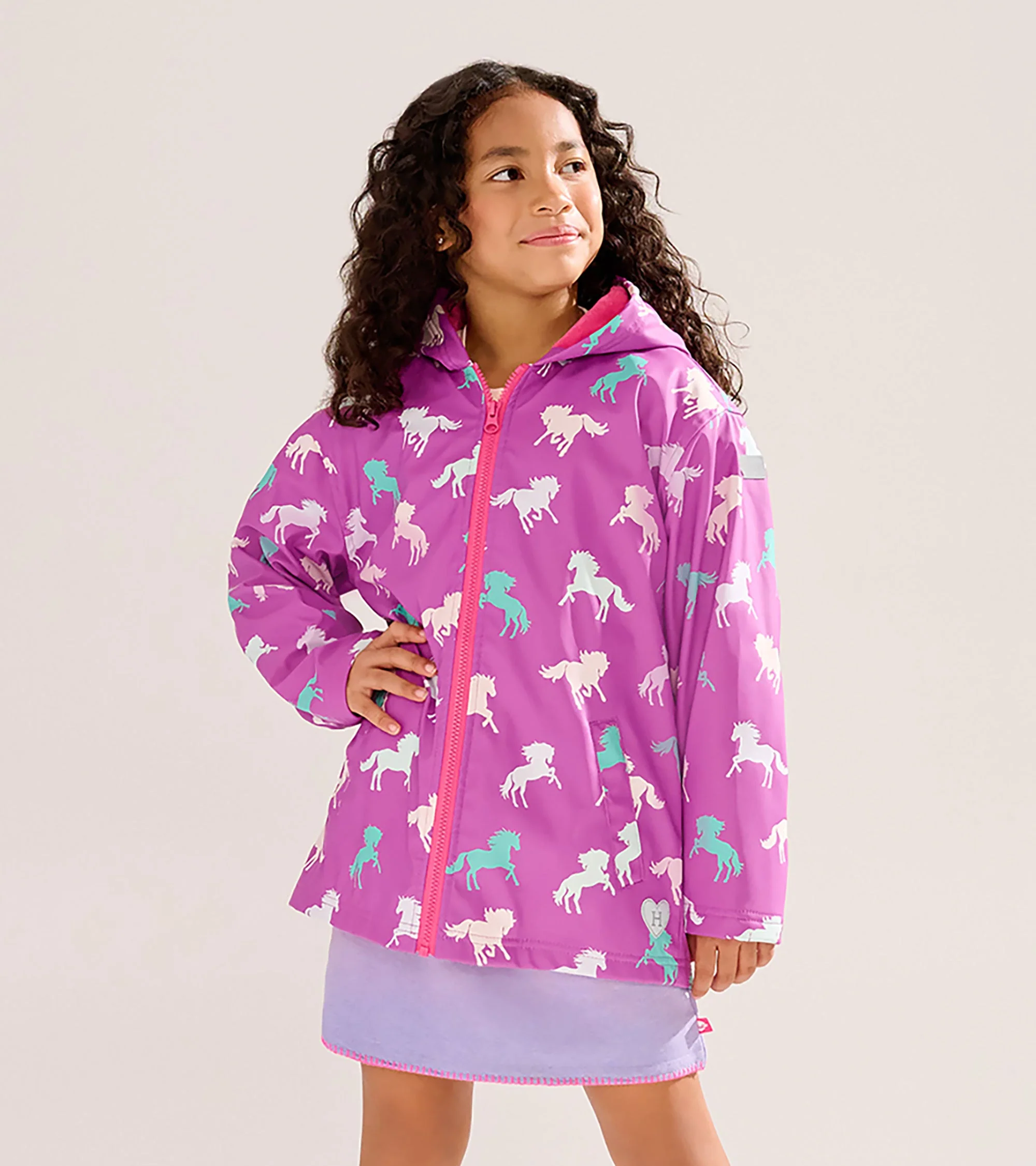 Girls Leaping Horses Zip-Up Rain Jacket - Image 3