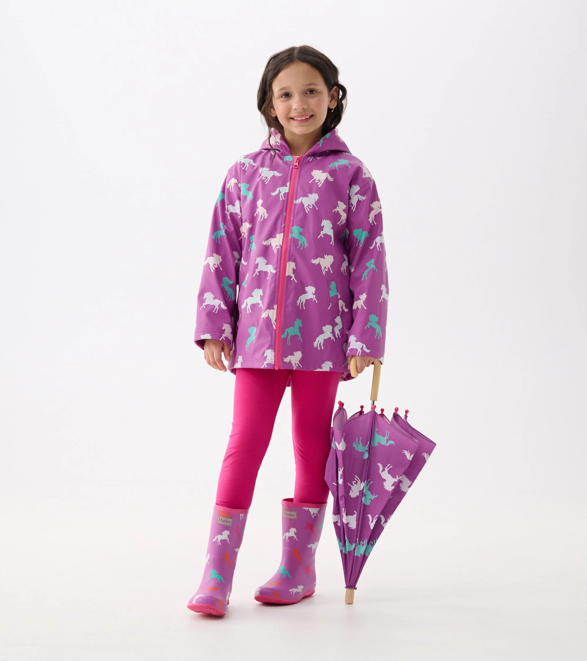 Girls Leaping Horses Zip-Up Rain Jacket - Image 5