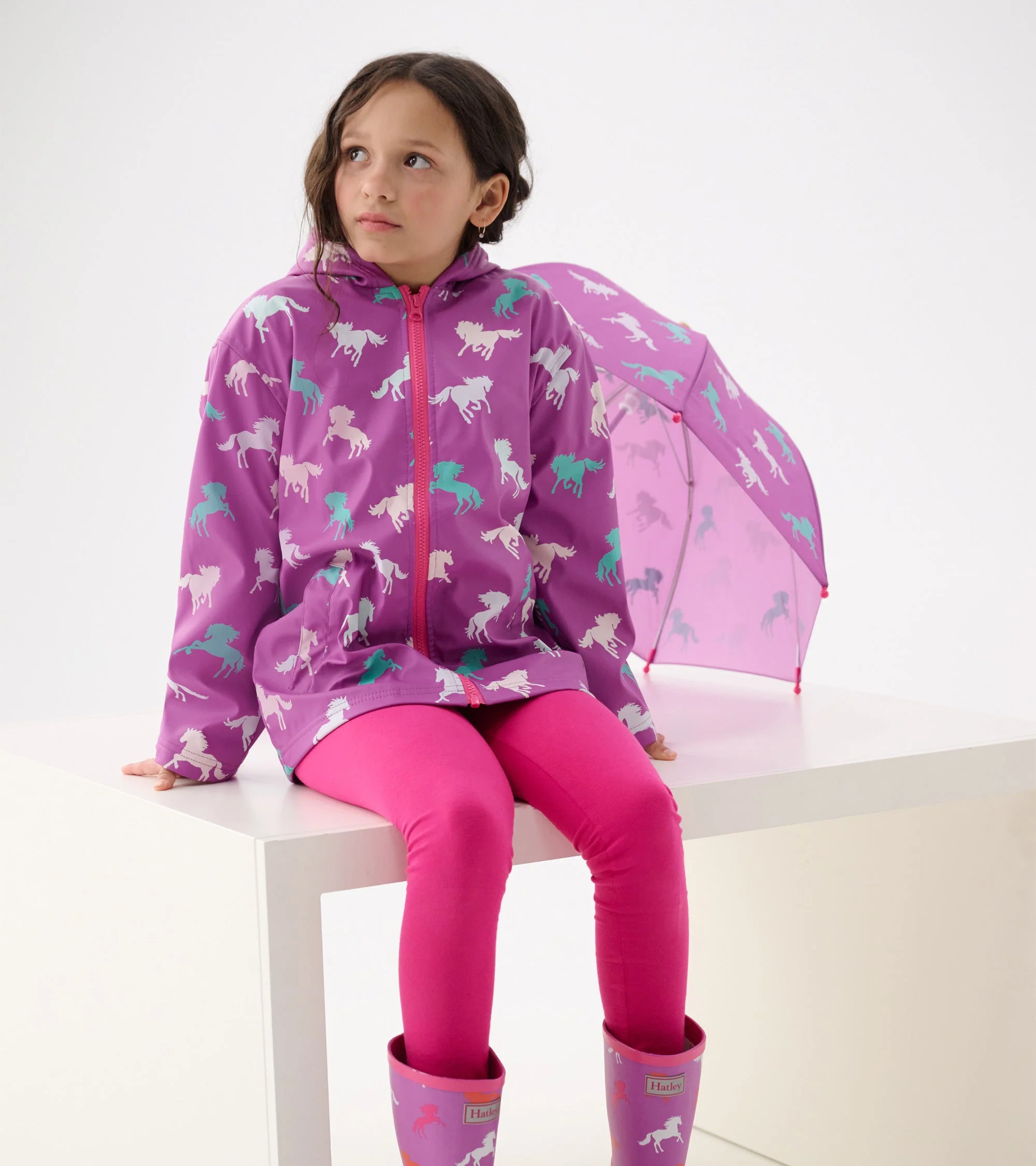 Girls Leaping Horses Zip-Up Rain Jacket - Image 6