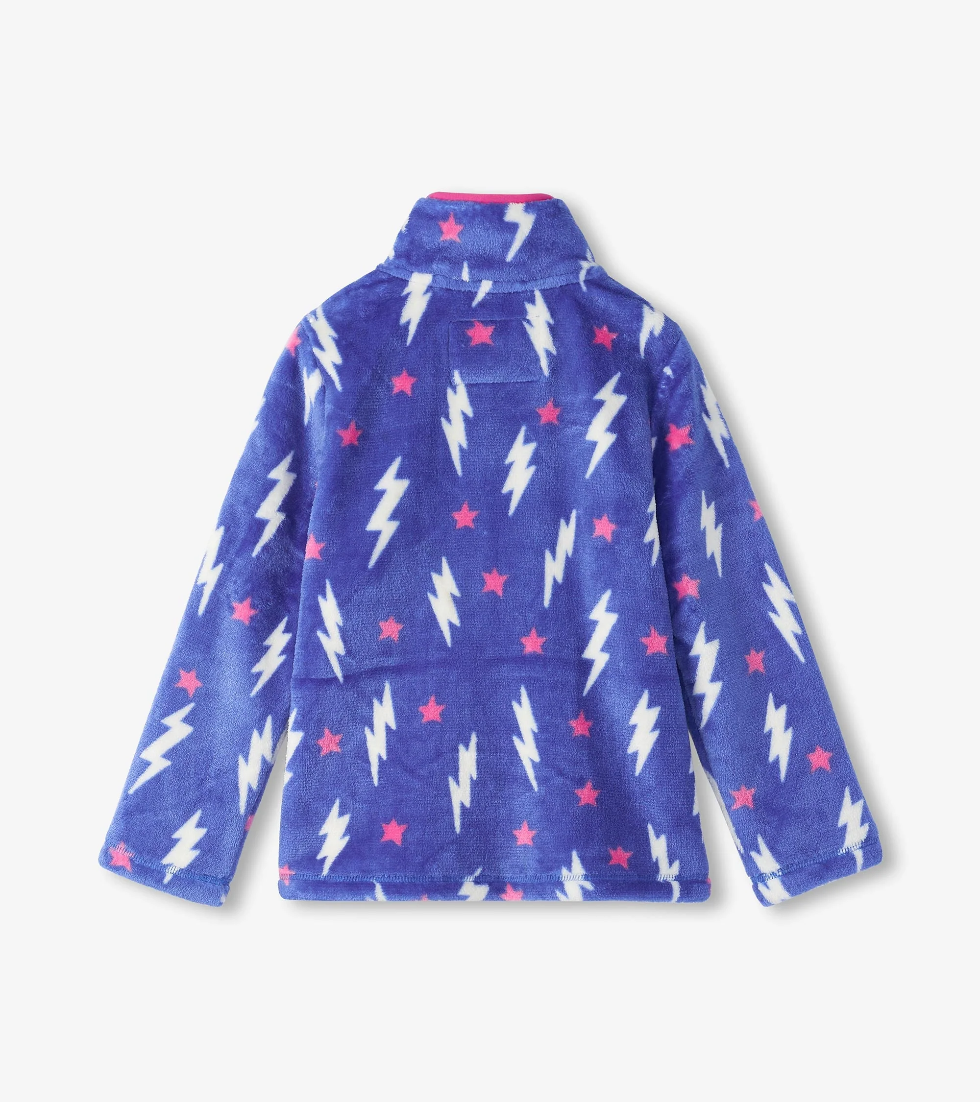 Girls Lightning Bolts Fuzzy Fleece Zip-Up Jacket - Image 3