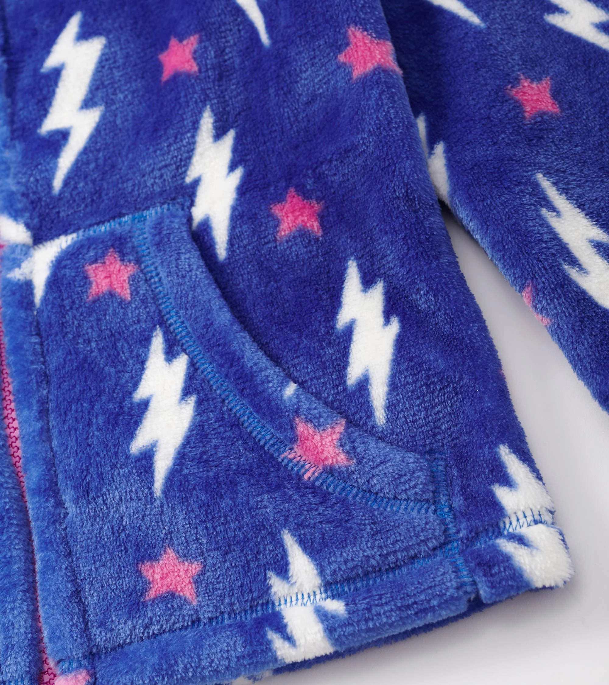 Girls Lightning Bolts Fuzzy Fleece Zip-Up Jacket - Image 4