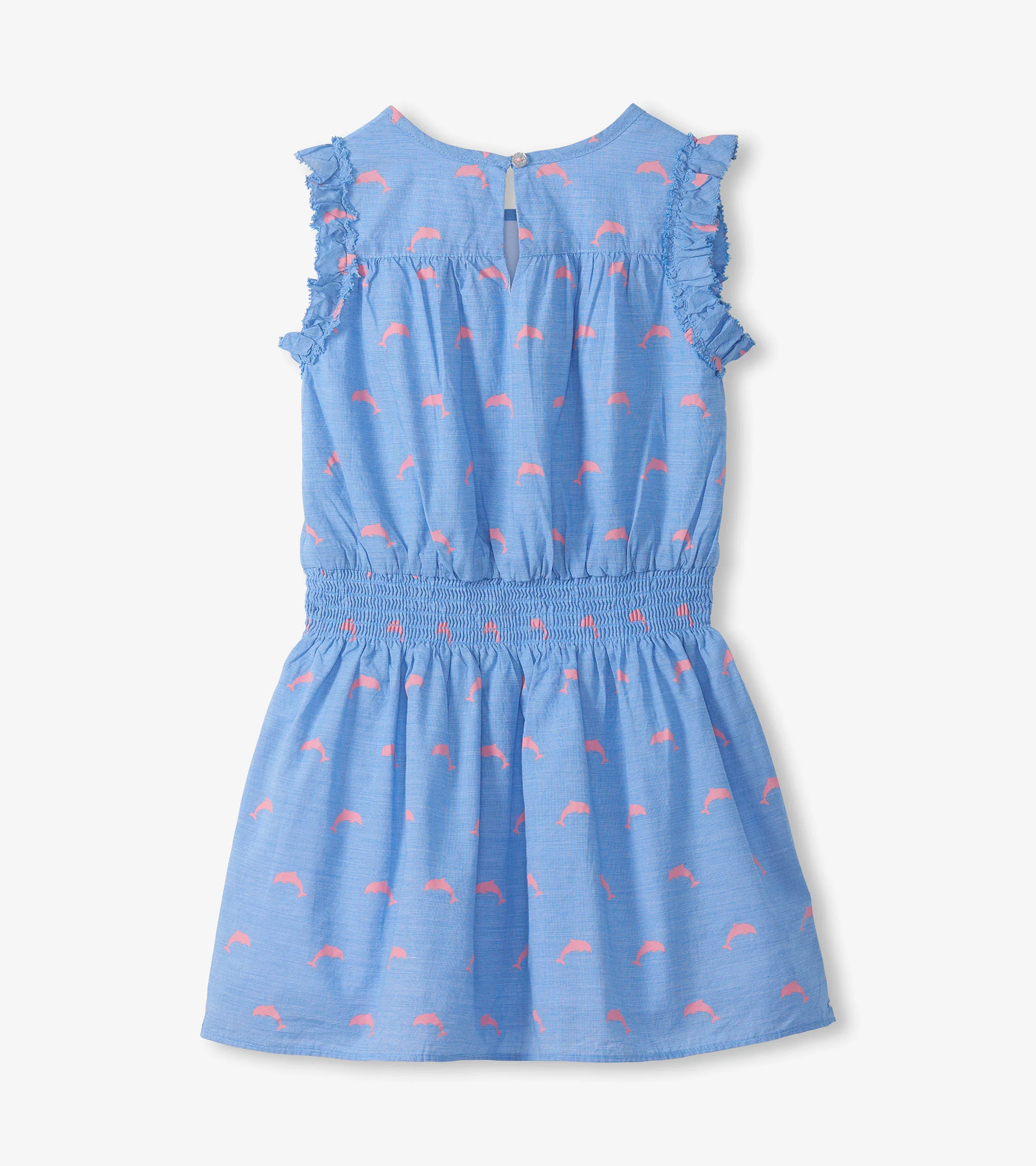 Girls Little Pink Dolphins Woven Play Dress - Image 2