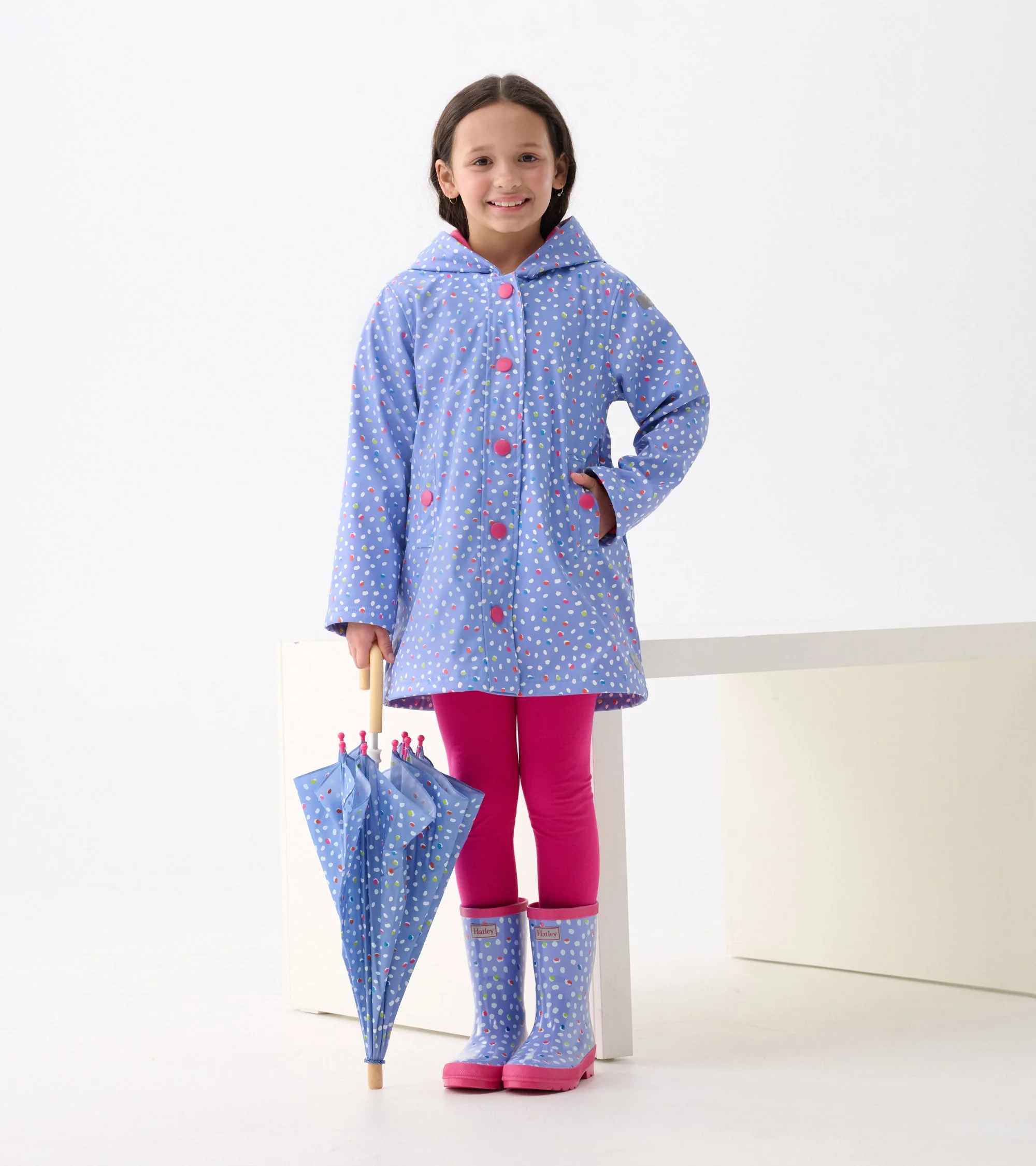 Girls Lots of Dots Shiny Rain Boots - Image 3
