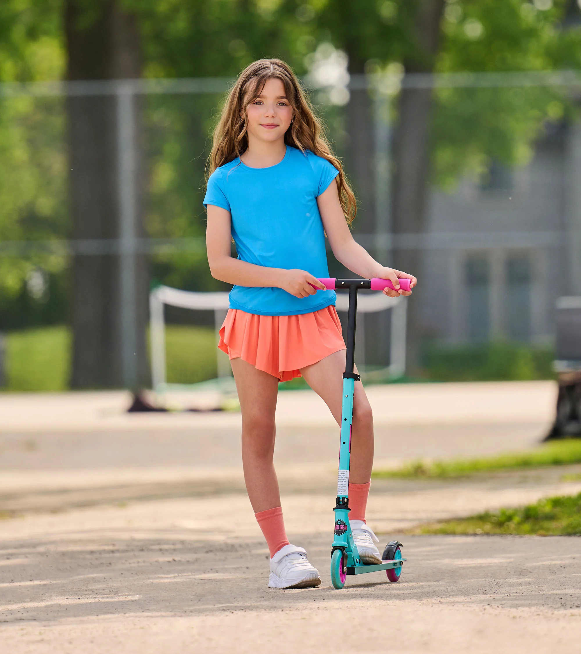 Girls Malibu Blue Mesh Trim T-Shirt