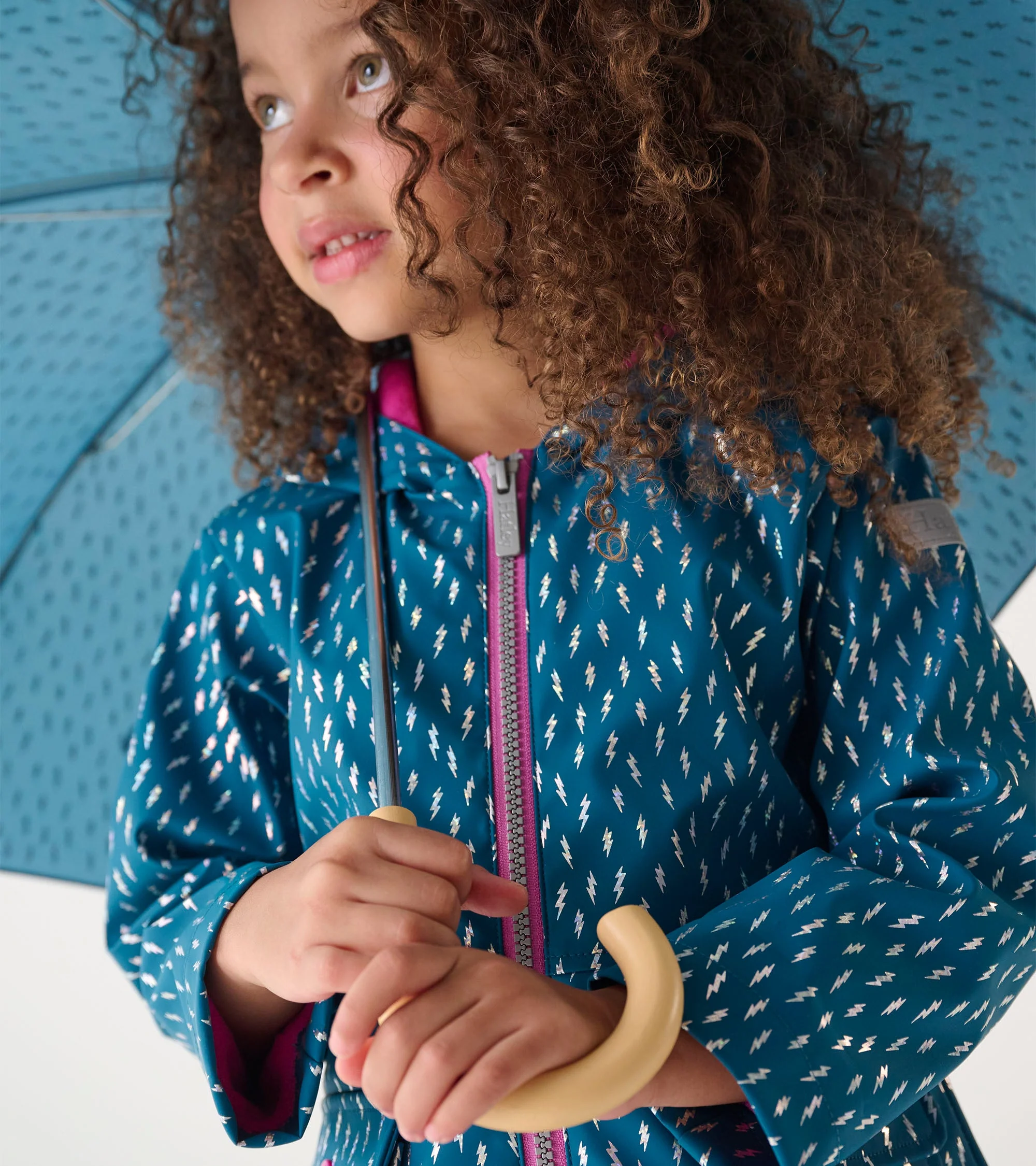 Girls Mini Lightning Bolts Zip-Up Rain Jacket - Image 4