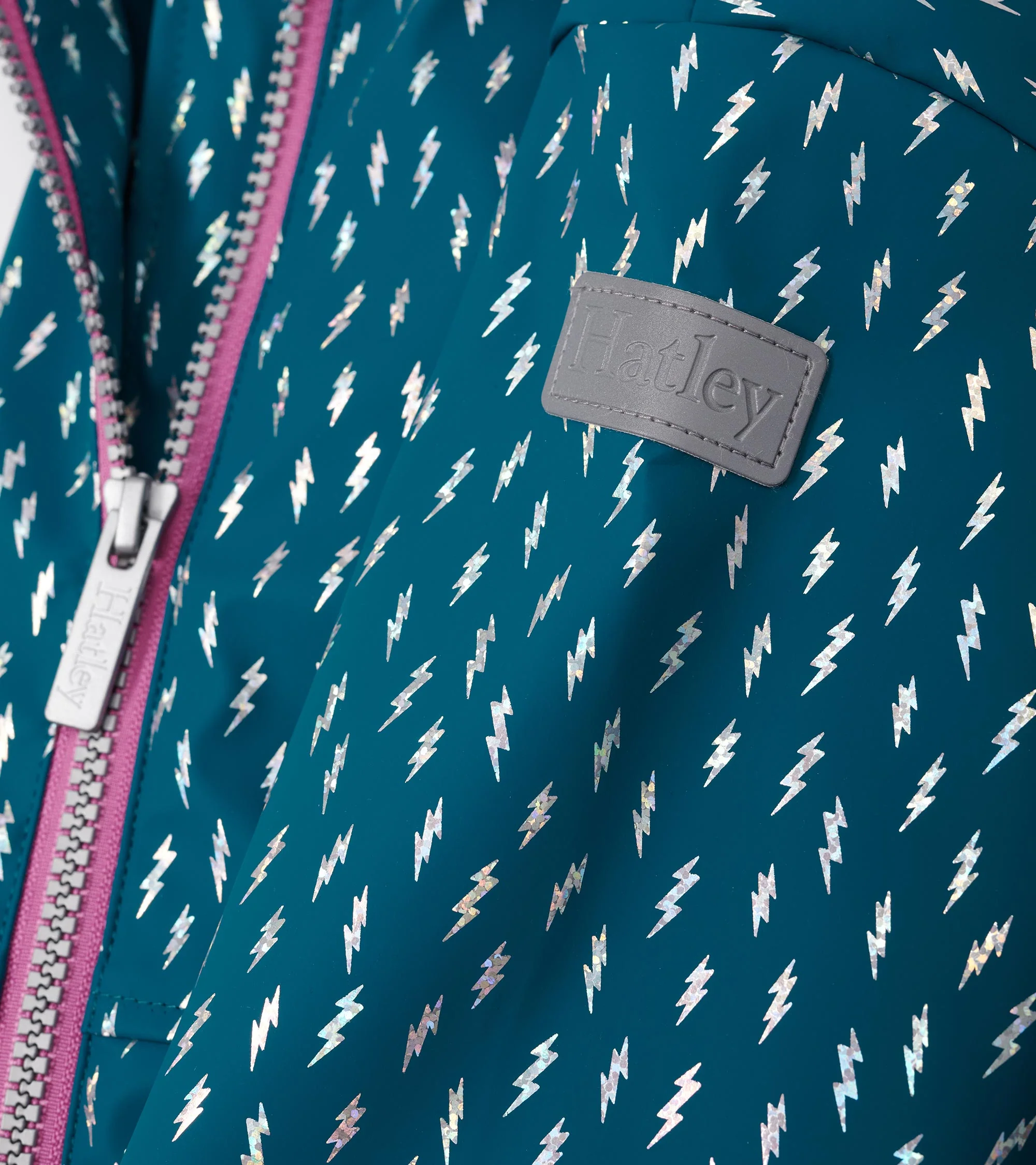 Girls Mini Lightning Bolts Zip-Up Rain Jacket - Image 7
