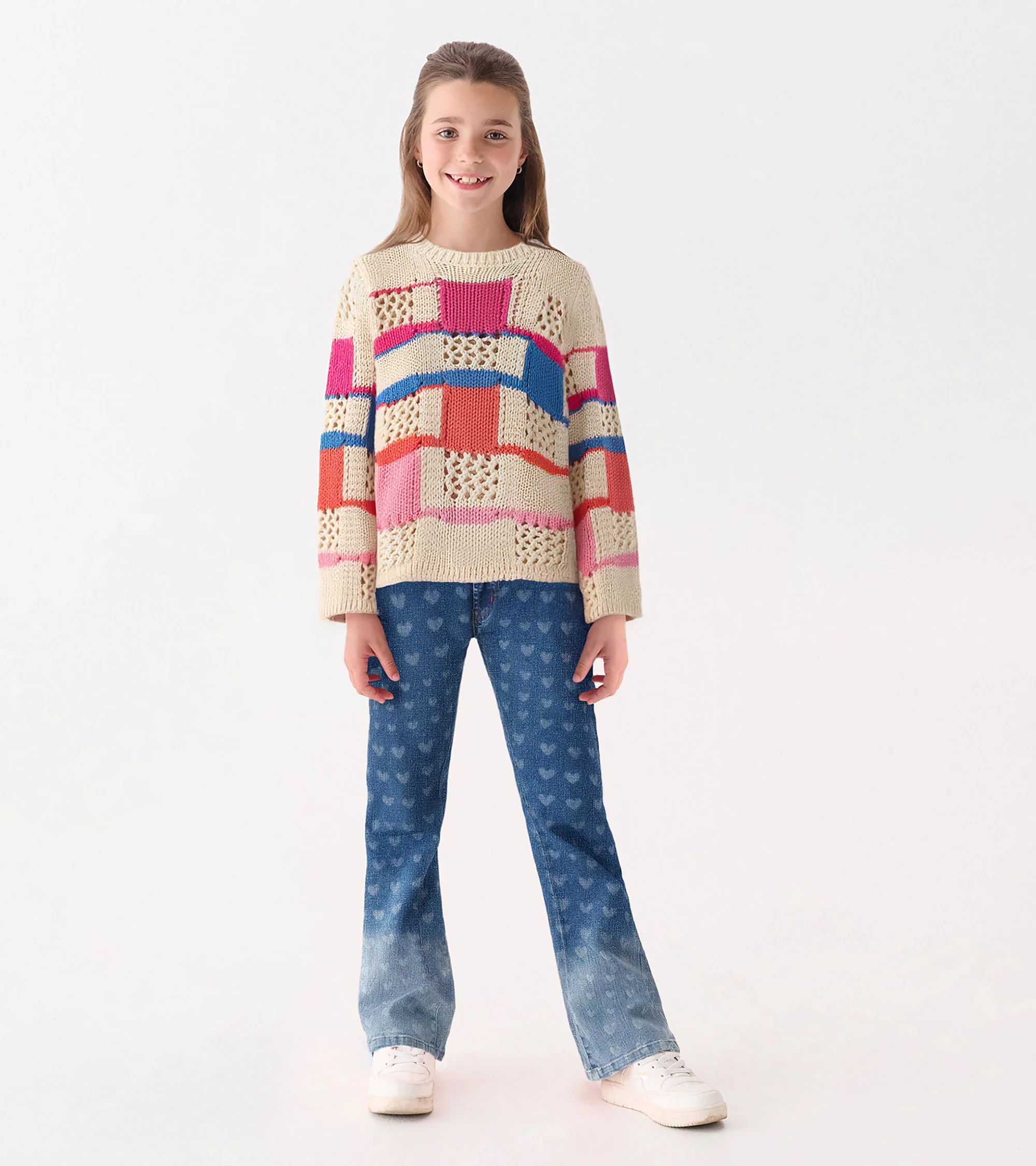 Girls Mix Stitch Sweater - Image 2