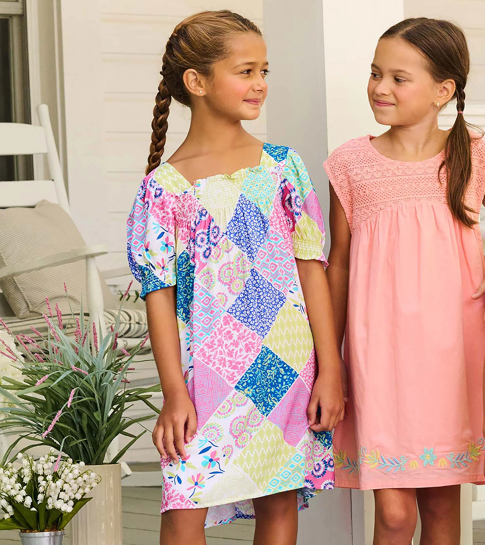 Girls Mix-Up Patch Work Smocked Dress