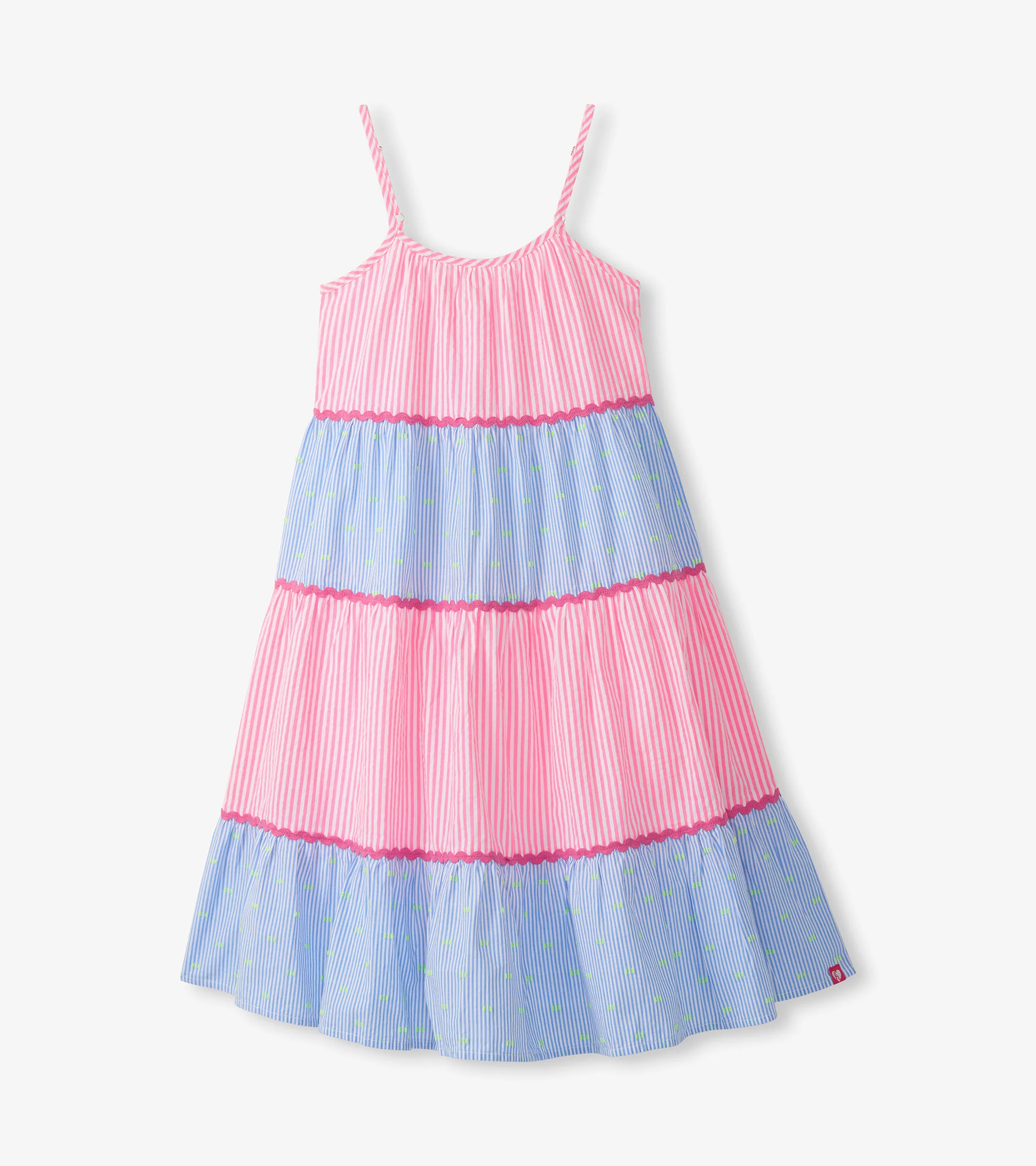 Girls Mixed Seersucker Strappy Midi Dress - Image 2
