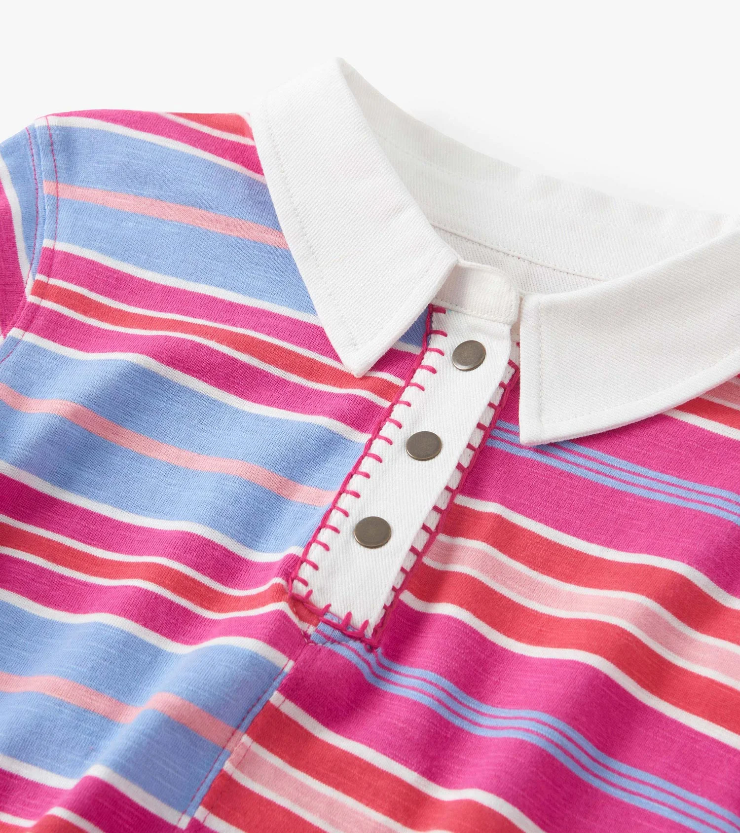 Girls Mixed Stripes Polo Dress - Image 4