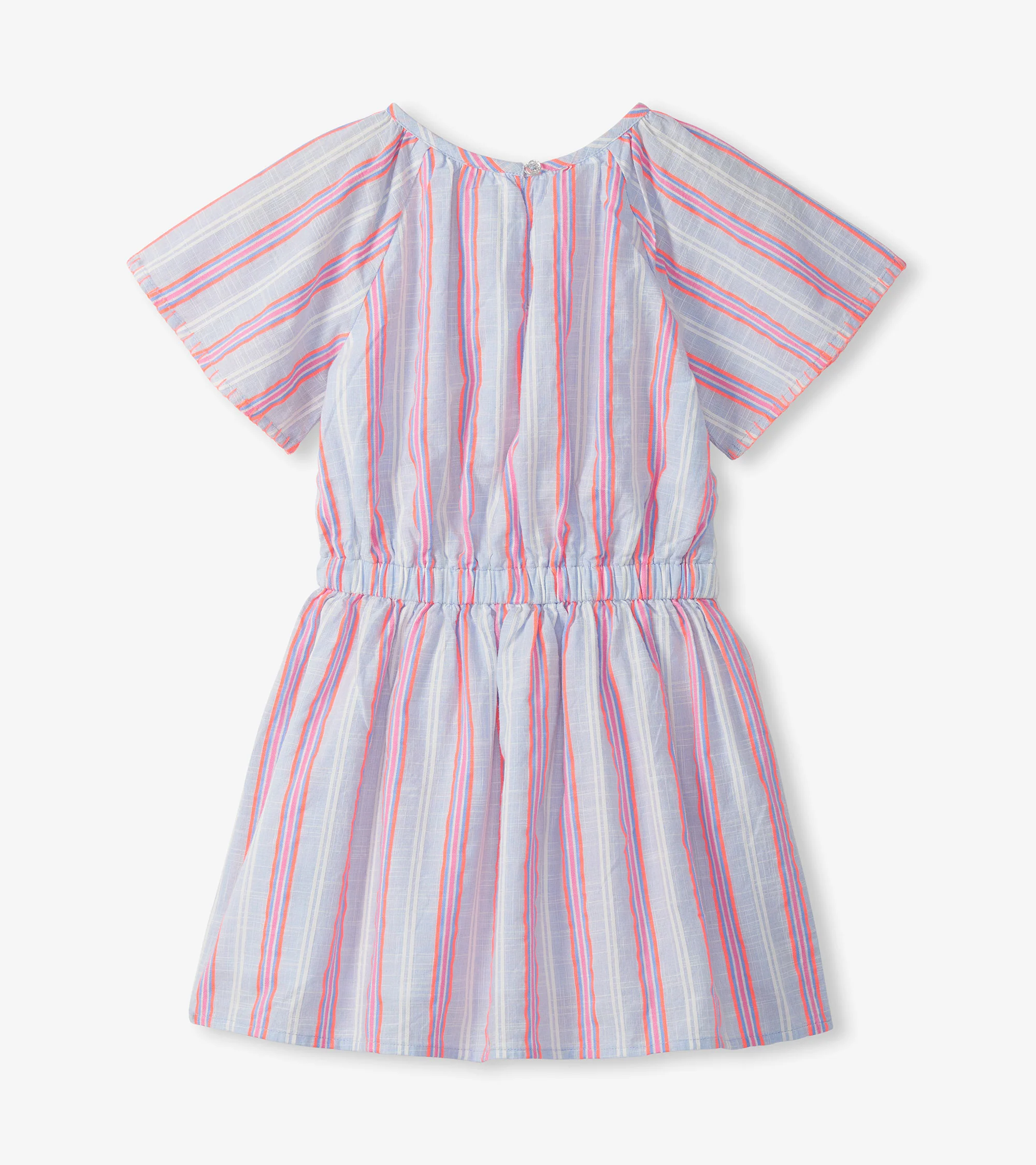 Girls Neon Chambray Stripes Woven Play Dress - Image 3