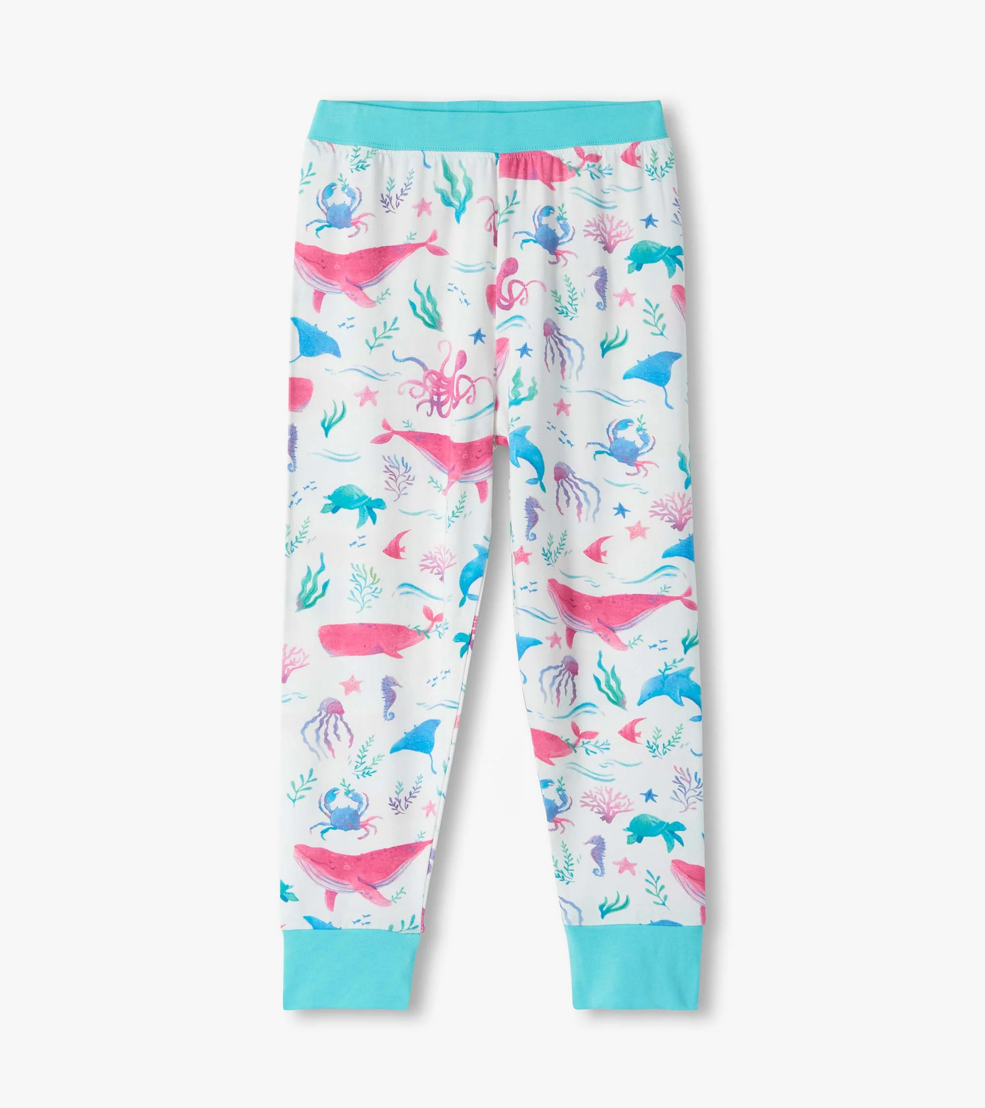 Girls Painted Sealife Bamboo Pajama Set - Image 3