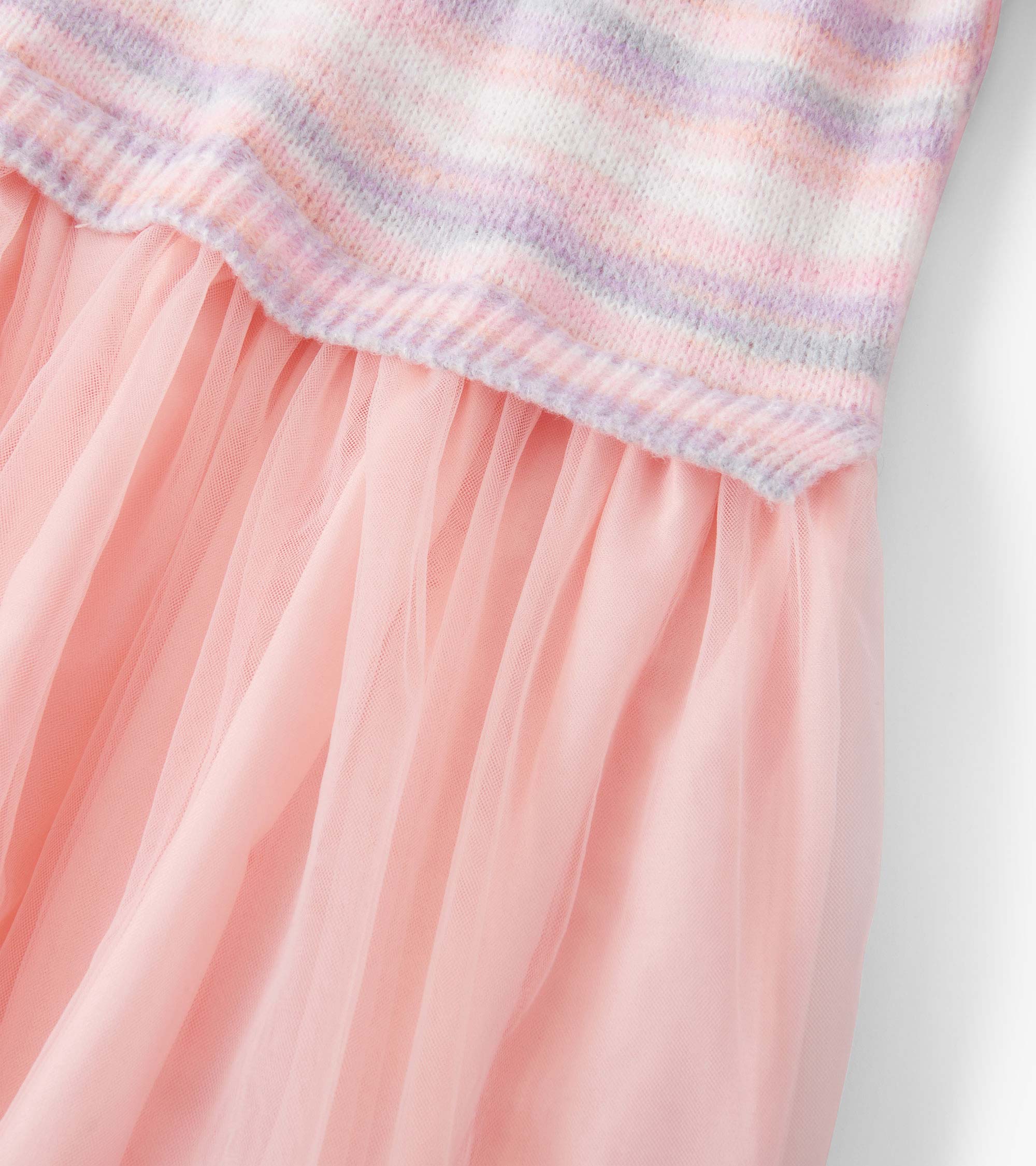 Girls Pastel Rainbow Fuzzy Mixed Skirt Dress - Image 5