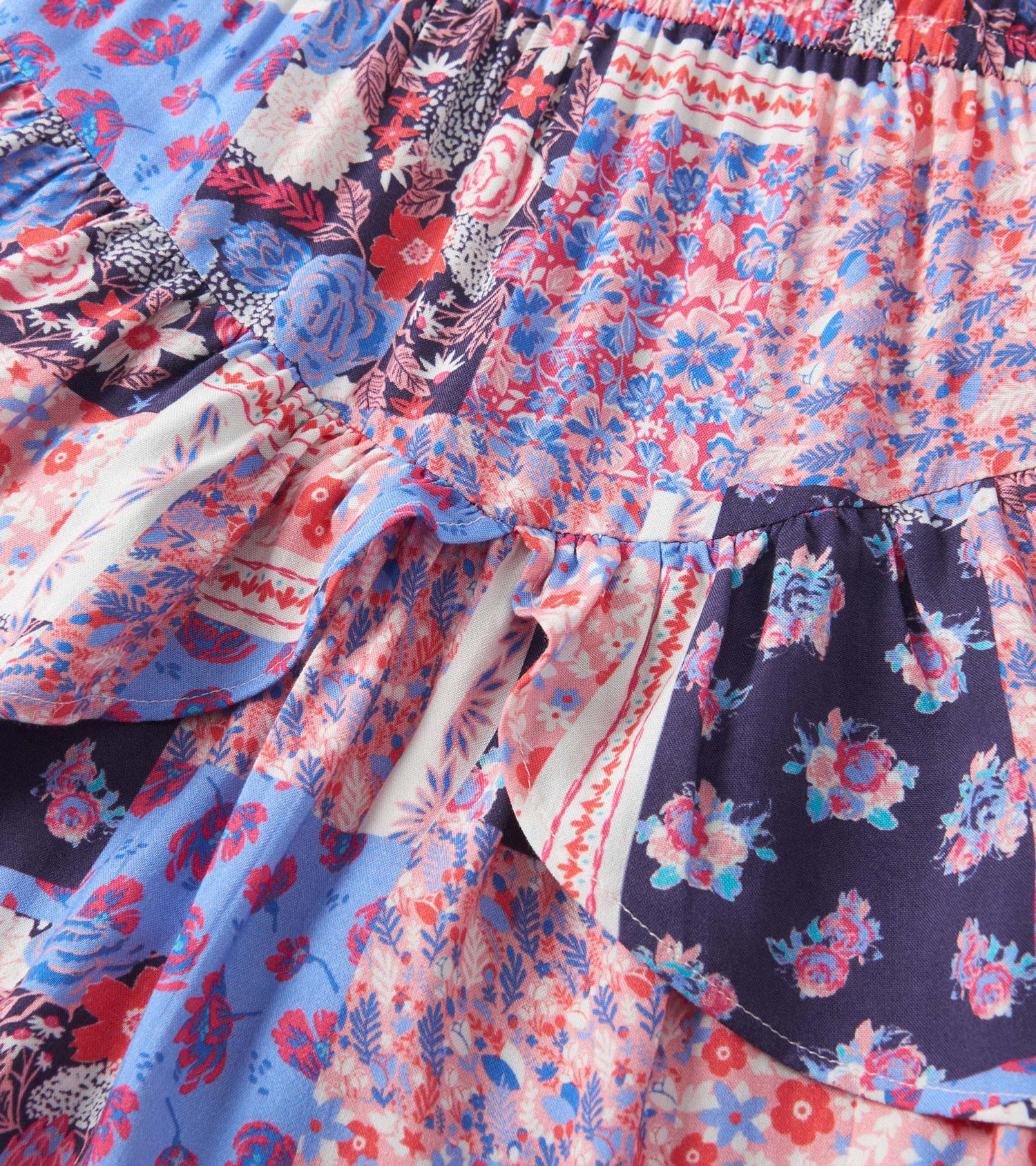 Girls Patchwork Floral Flounce Dress - Image 4