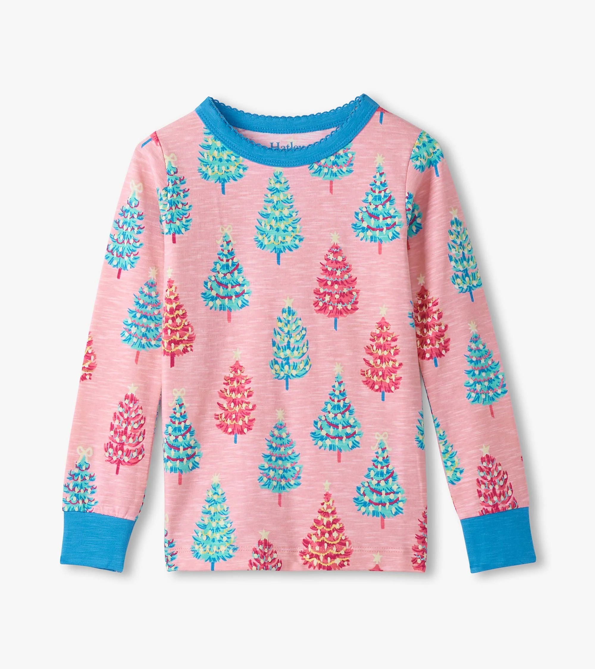 Girls Pink Bottle Brush Trees Glow in the Dark Cotton Pajama Set - Image 3