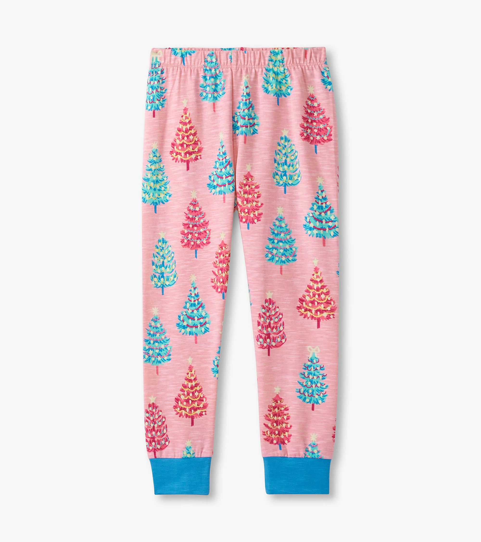 Girls Pink Bottle Brush Trees Glow in the Dark Cotton Pajama Set - Image 4