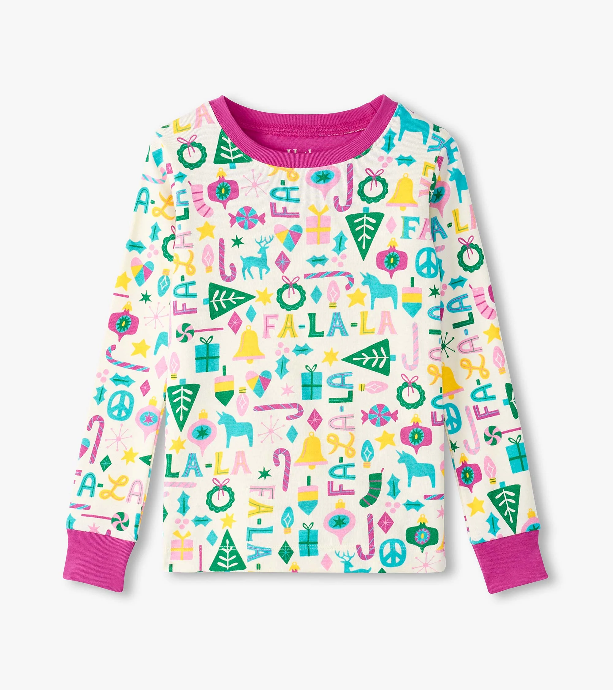 Girls Pink Falala Pajama Set - Image 4