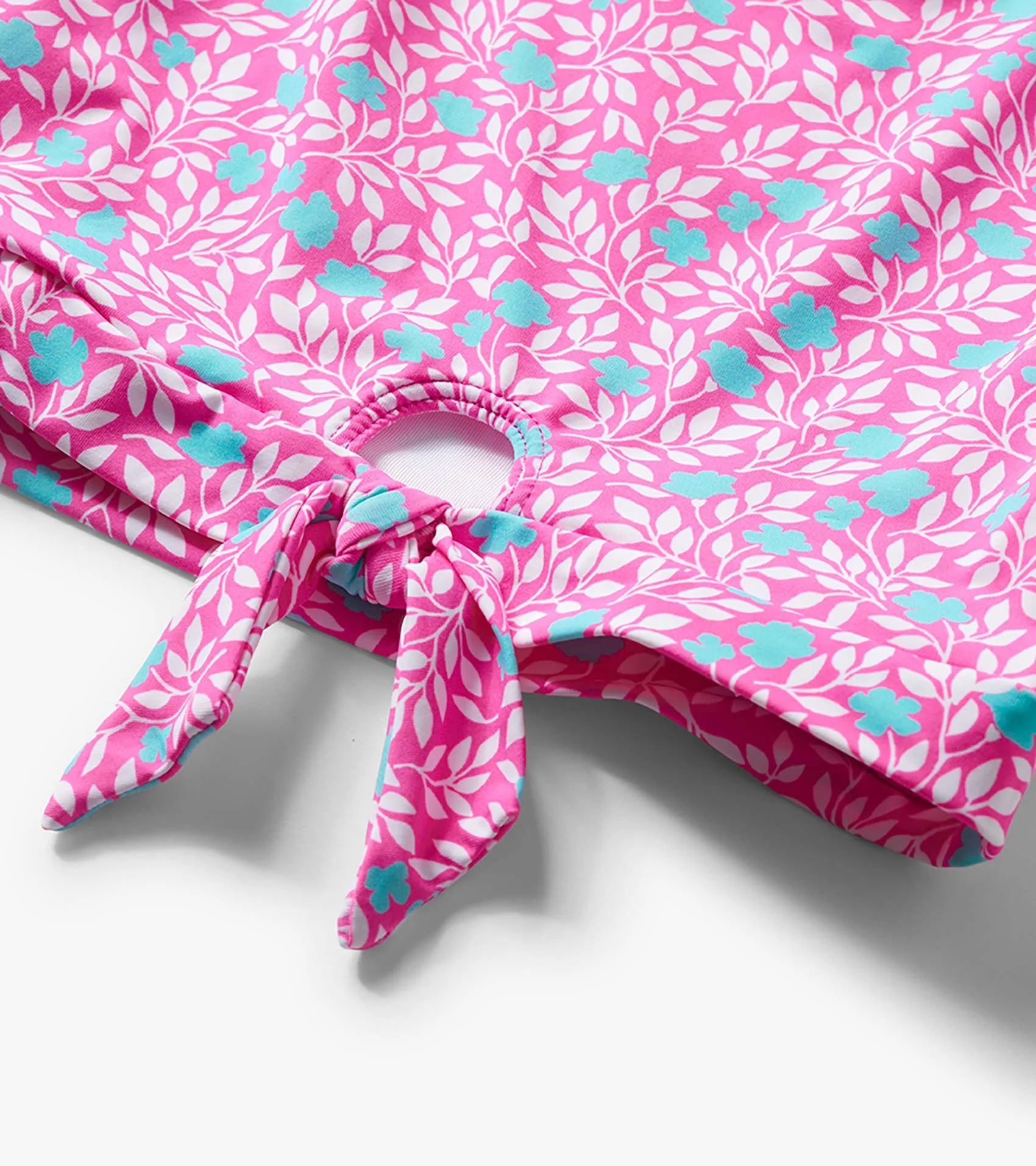 Girls Pink Floral Stripes Tie-Front Two-Piece Swimsuit - Image 3