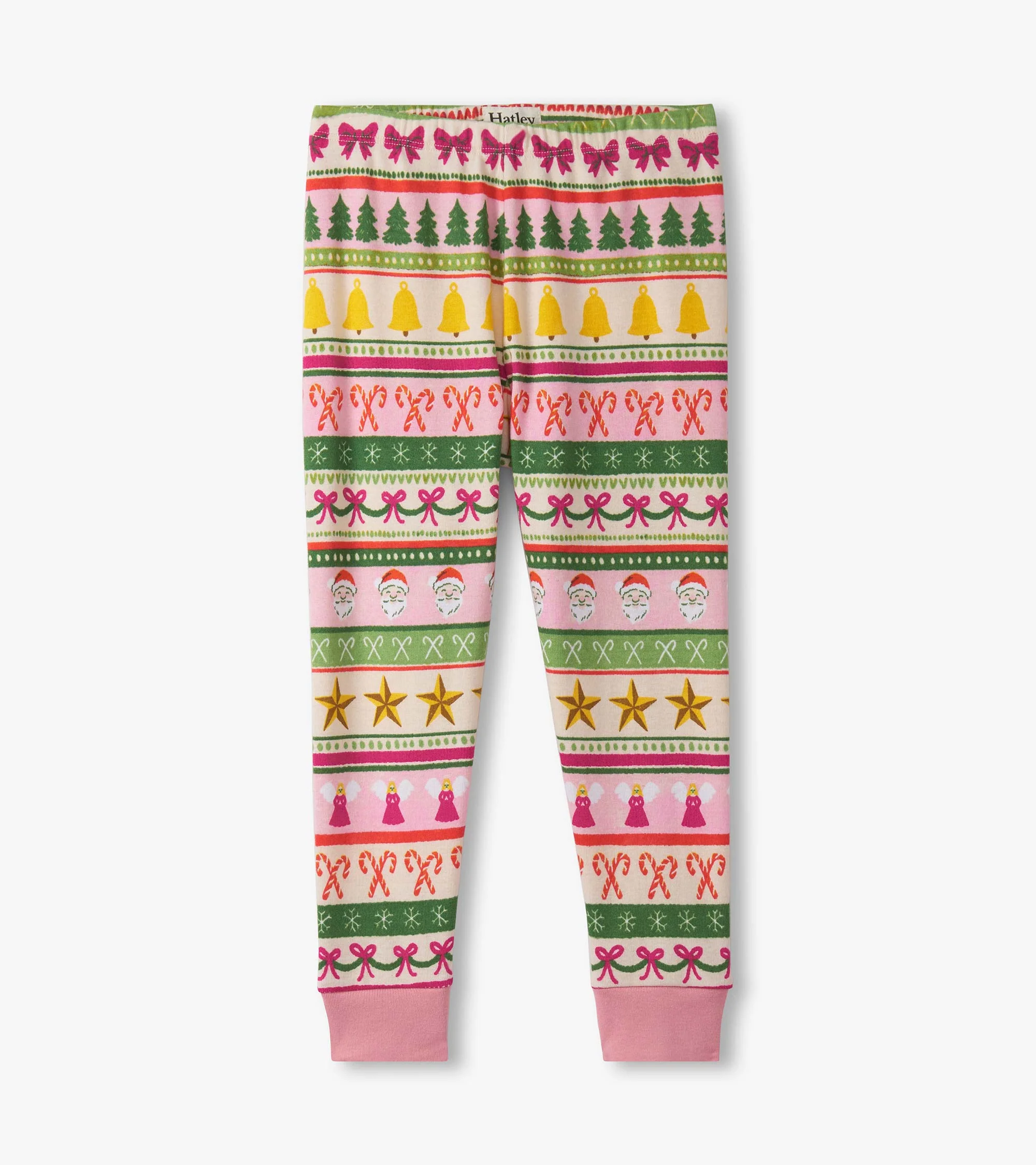 Girls Pink Fun Fair Isle Cotton Pajama Set - Image 4