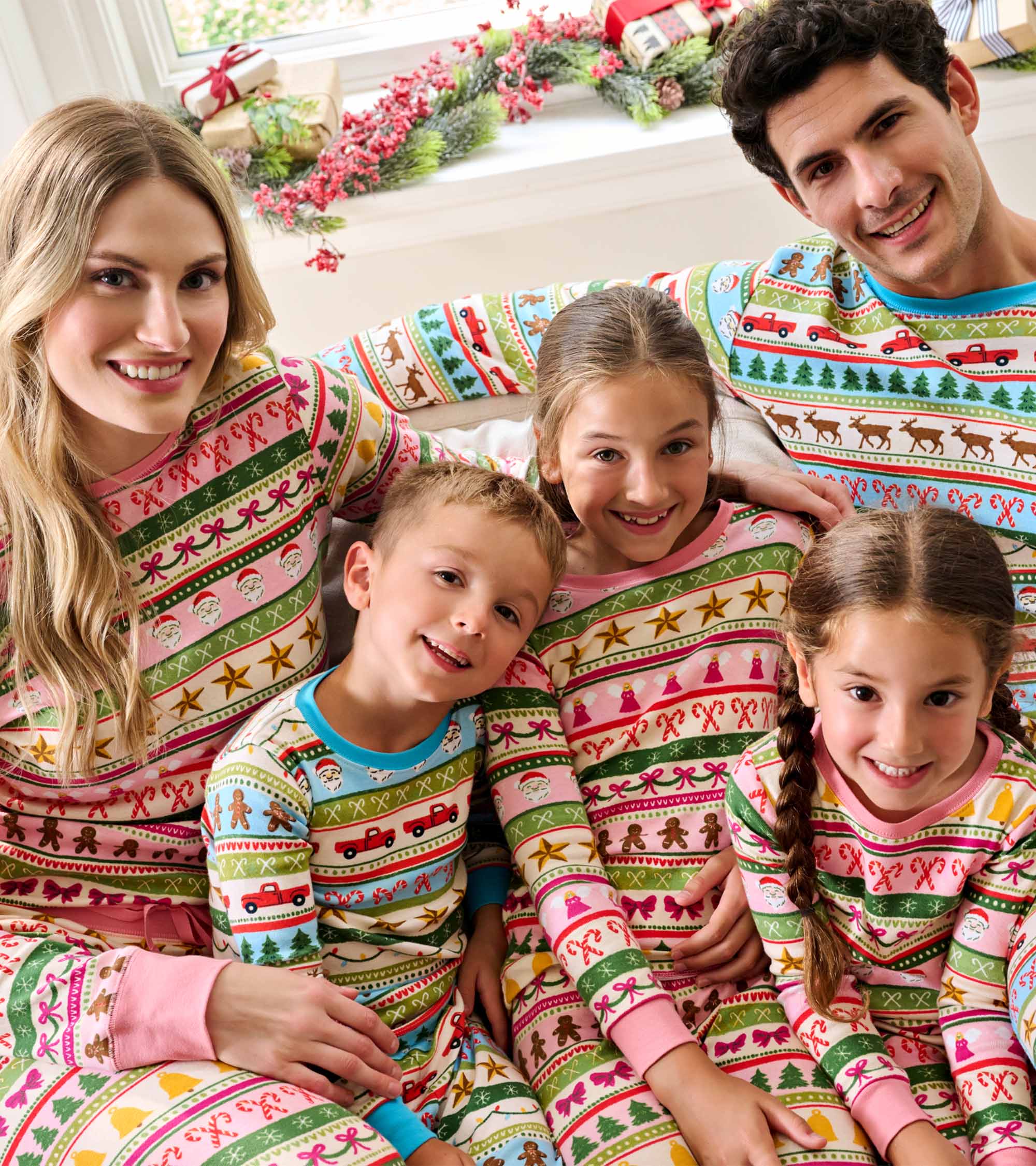 Girls Pink Fun Fair Isle Cotton Pajama Set - Image 5