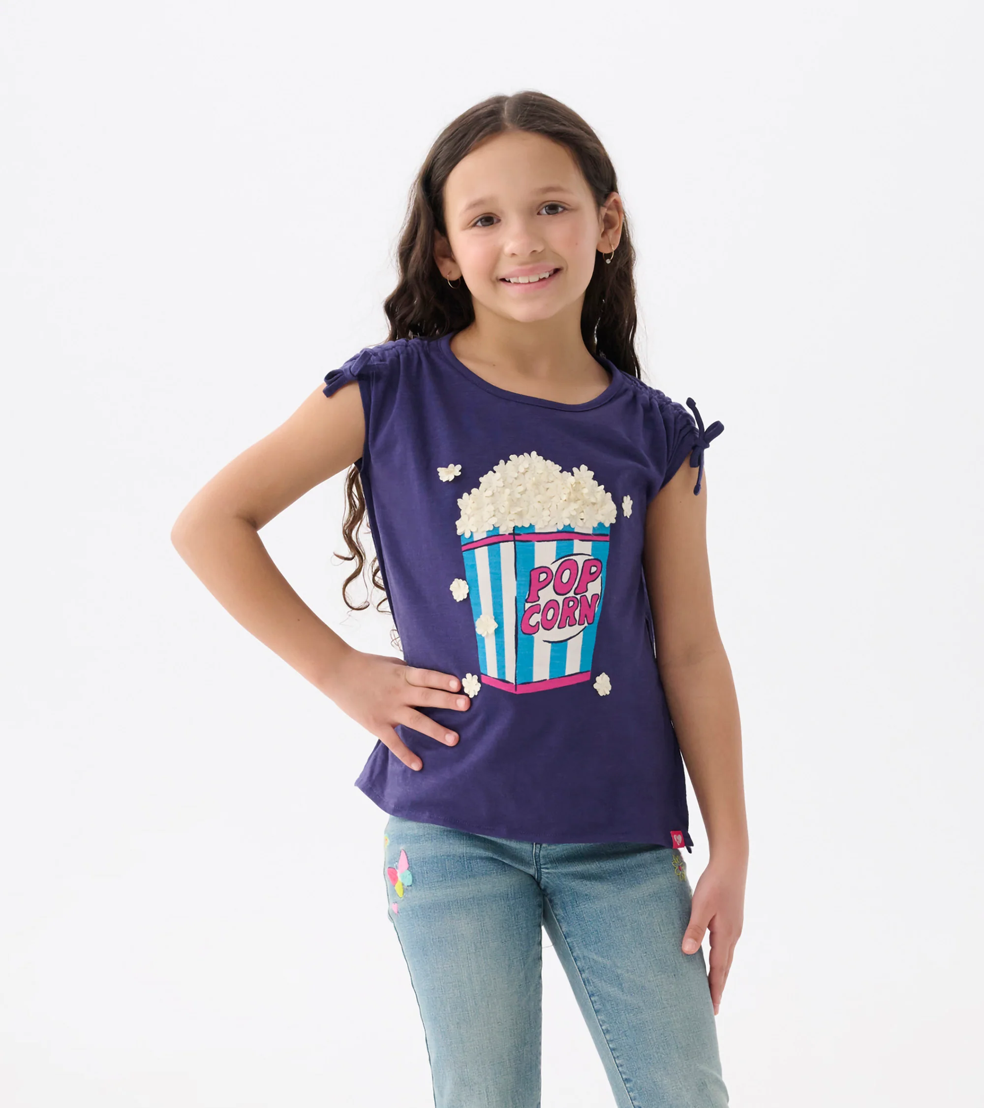 Girls Pop Corn Cinched Cinched Shoulder Top - Image 2