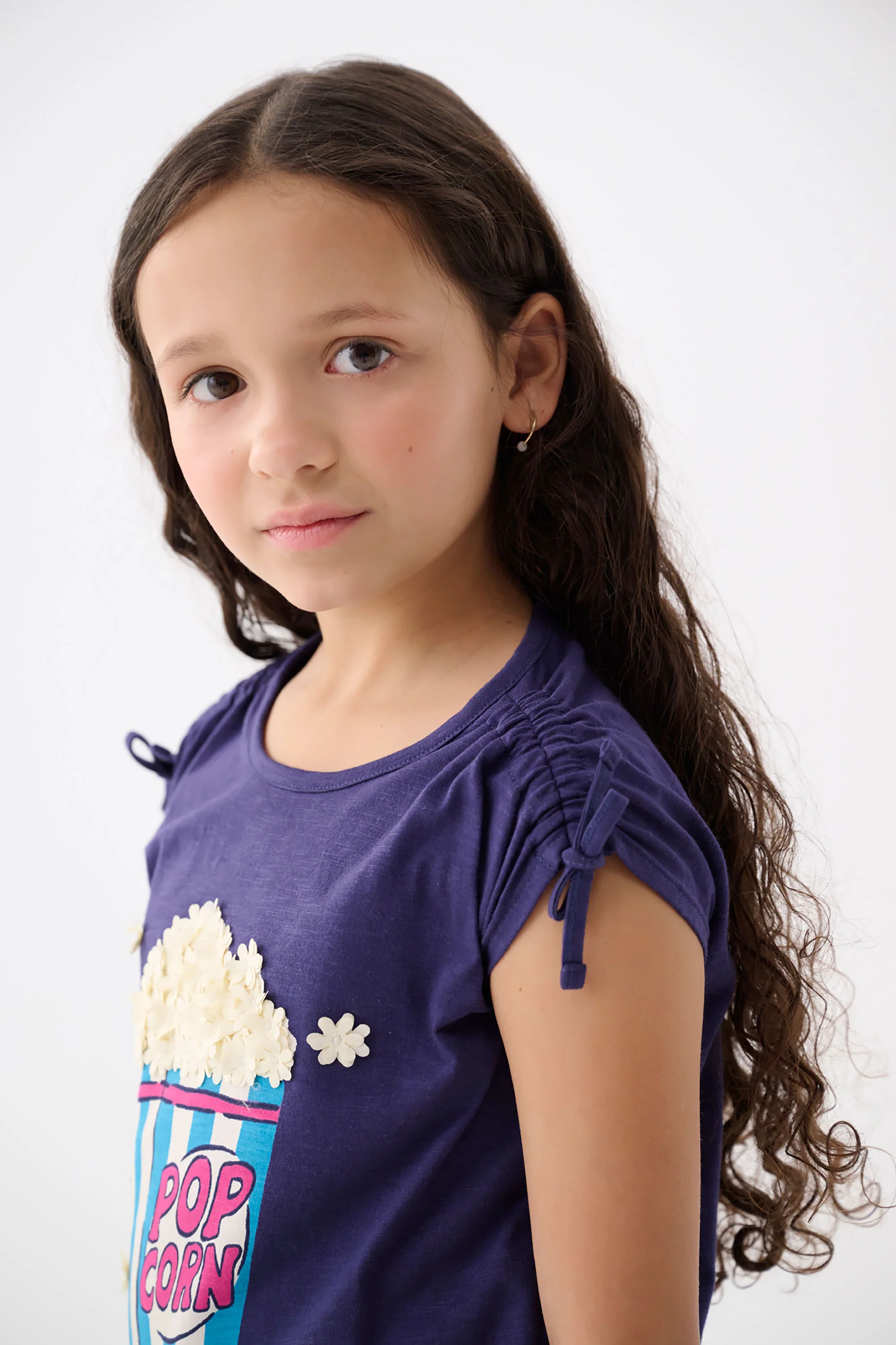 Girls Pop Corn Cinched Cinched Shoulder Top - Image 3