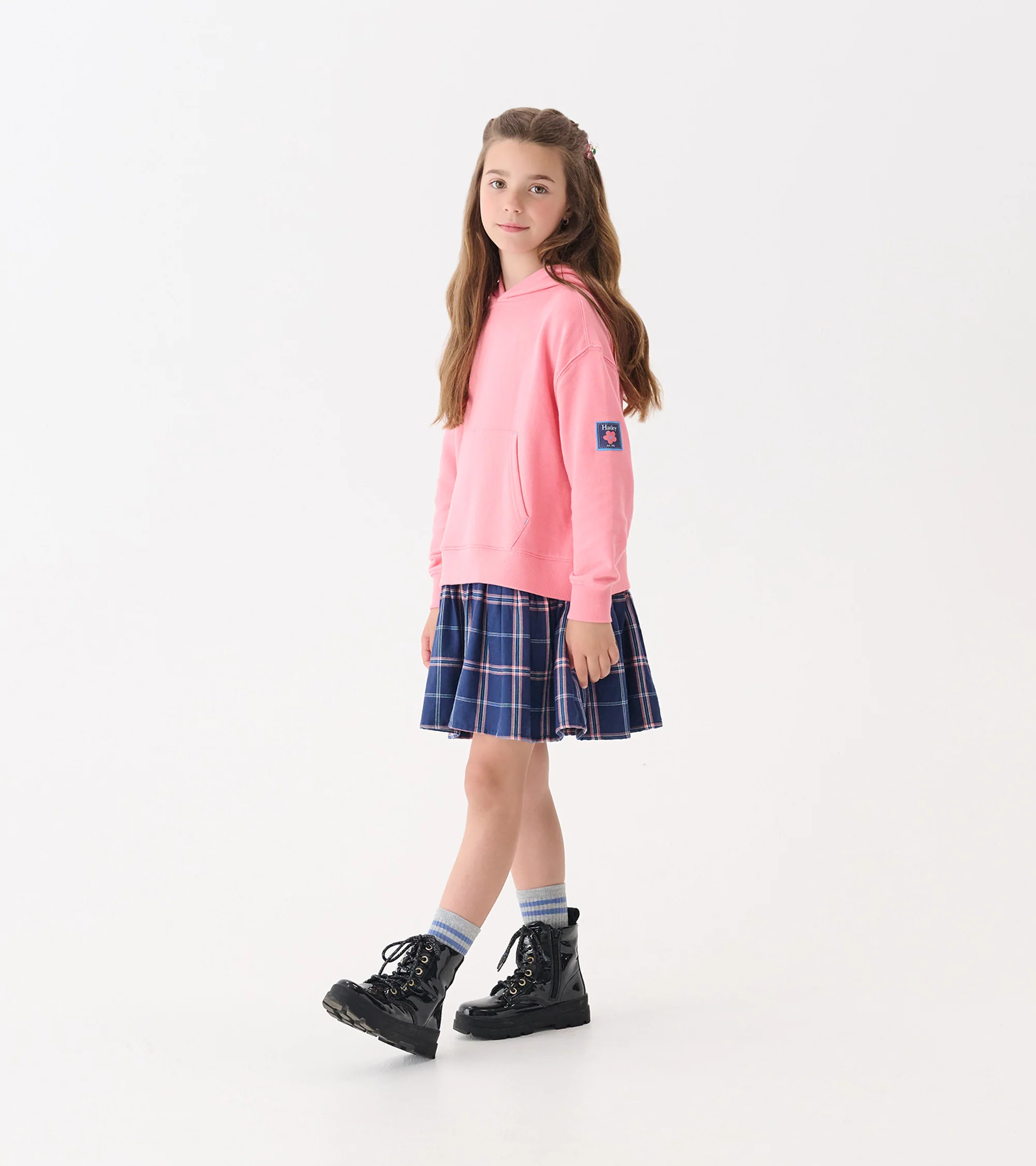 Girls Preppy Plaid Mixed Match Dress - Image 3
