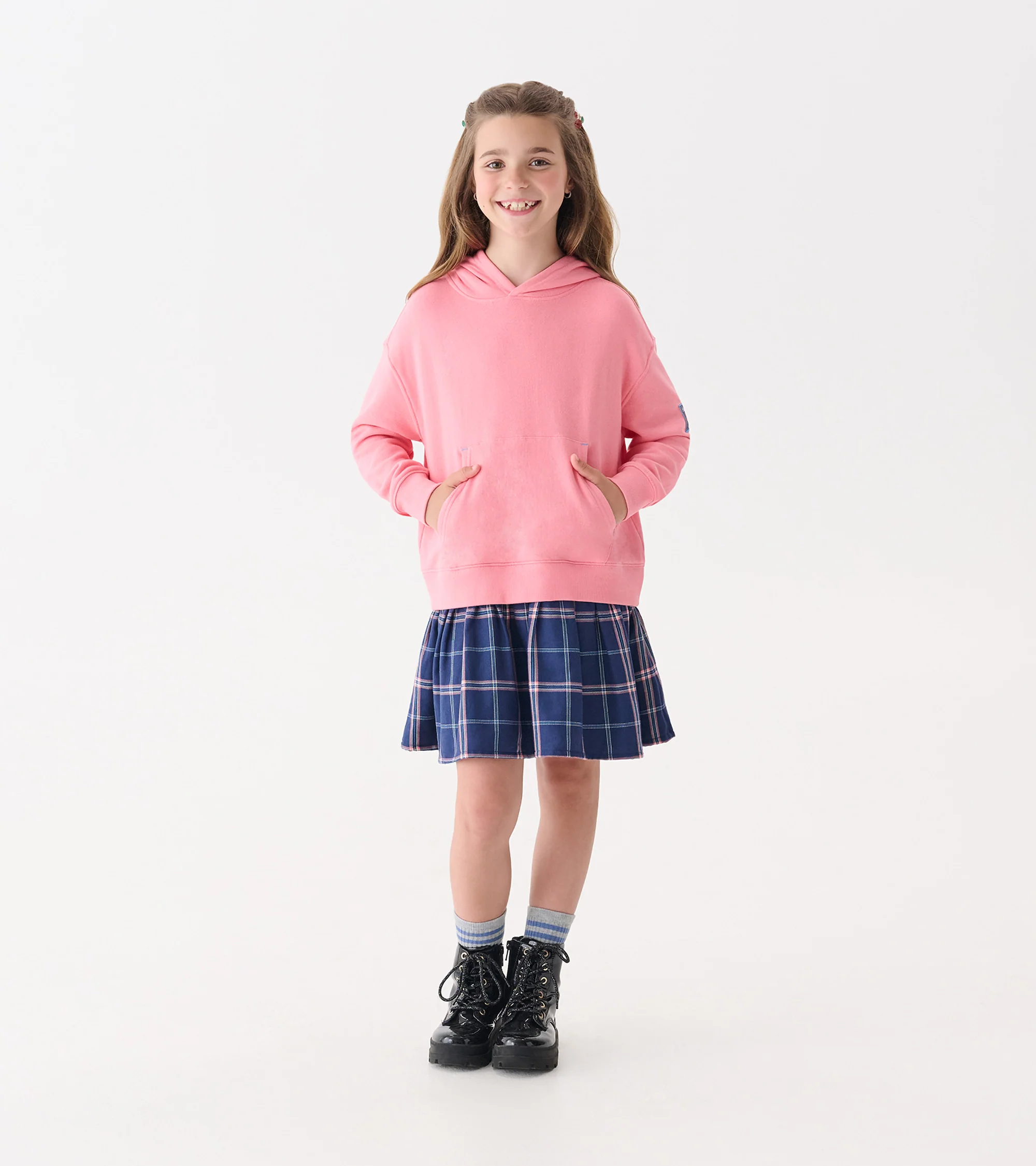 Girls Preppy Plaid Mixed Match Dress - Image 5