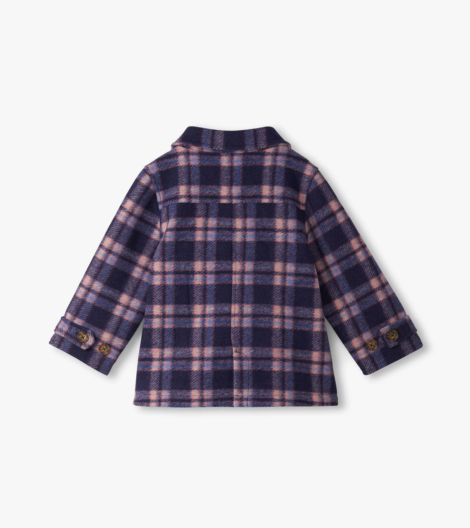 Girls Preppy Plaid Pea Coat - Image 4