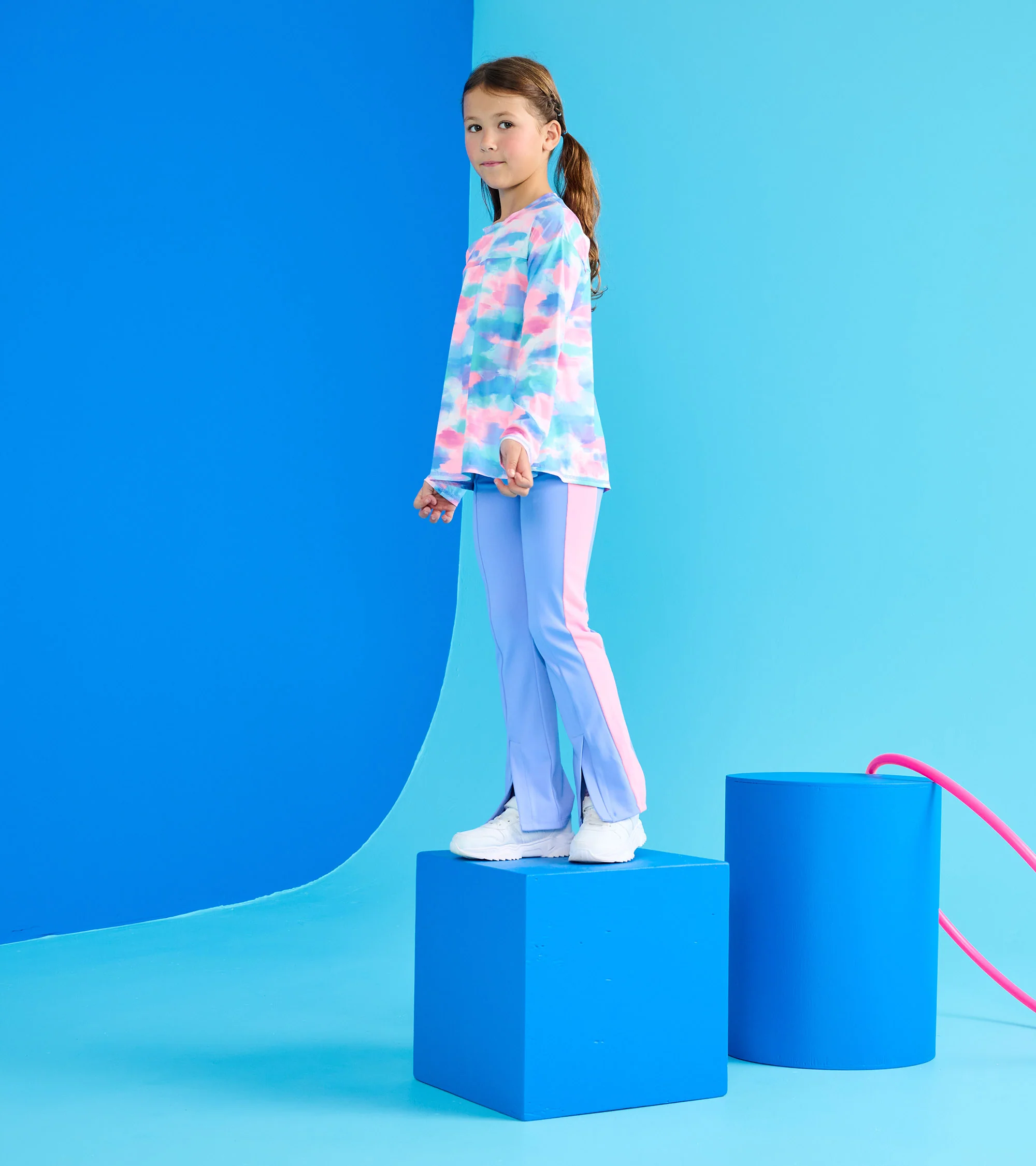 Girls Purple Active Flared Pants - Image 3