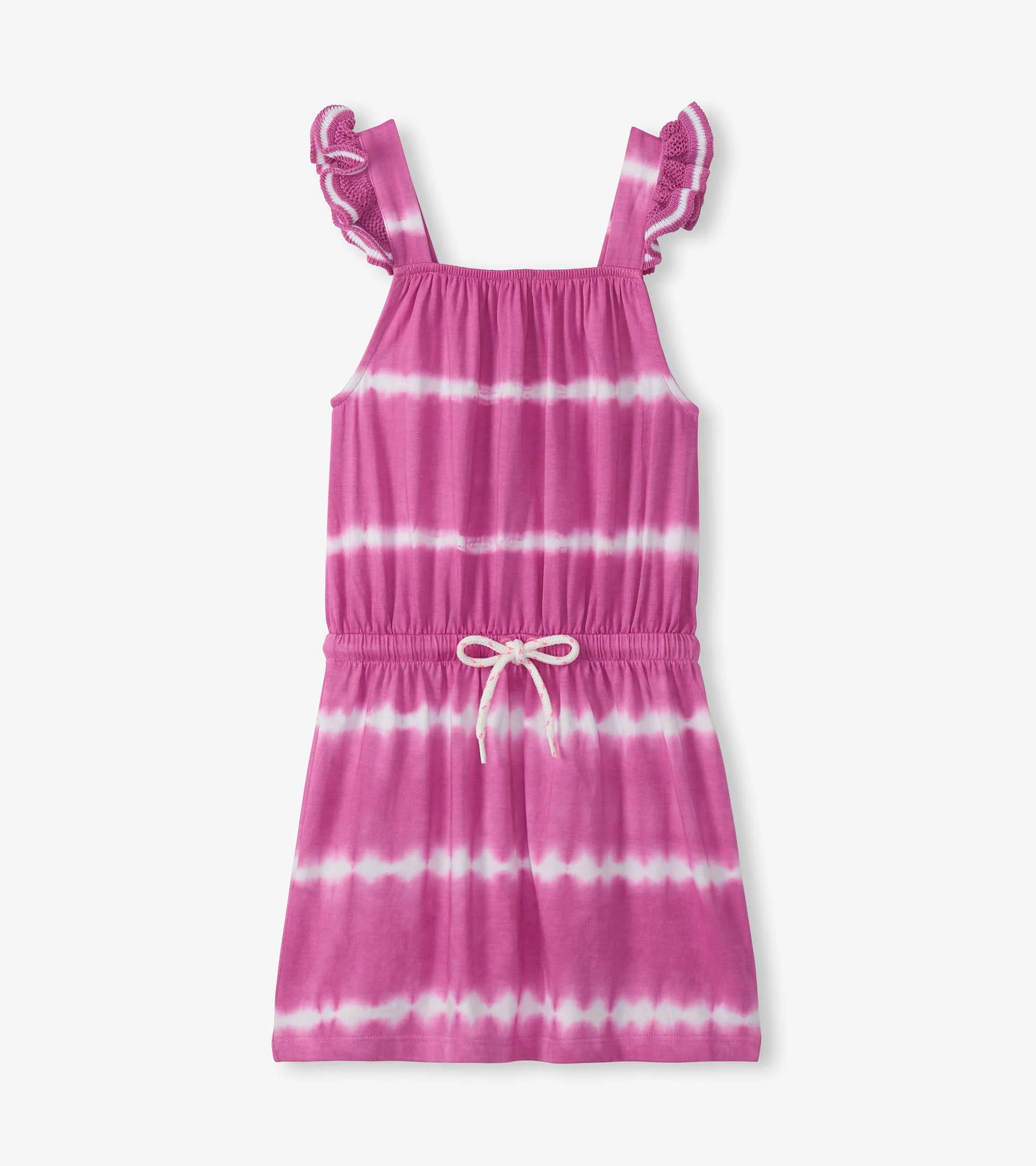 Girls Purple Orchid Tie Dye Crochet Sleeve Dress