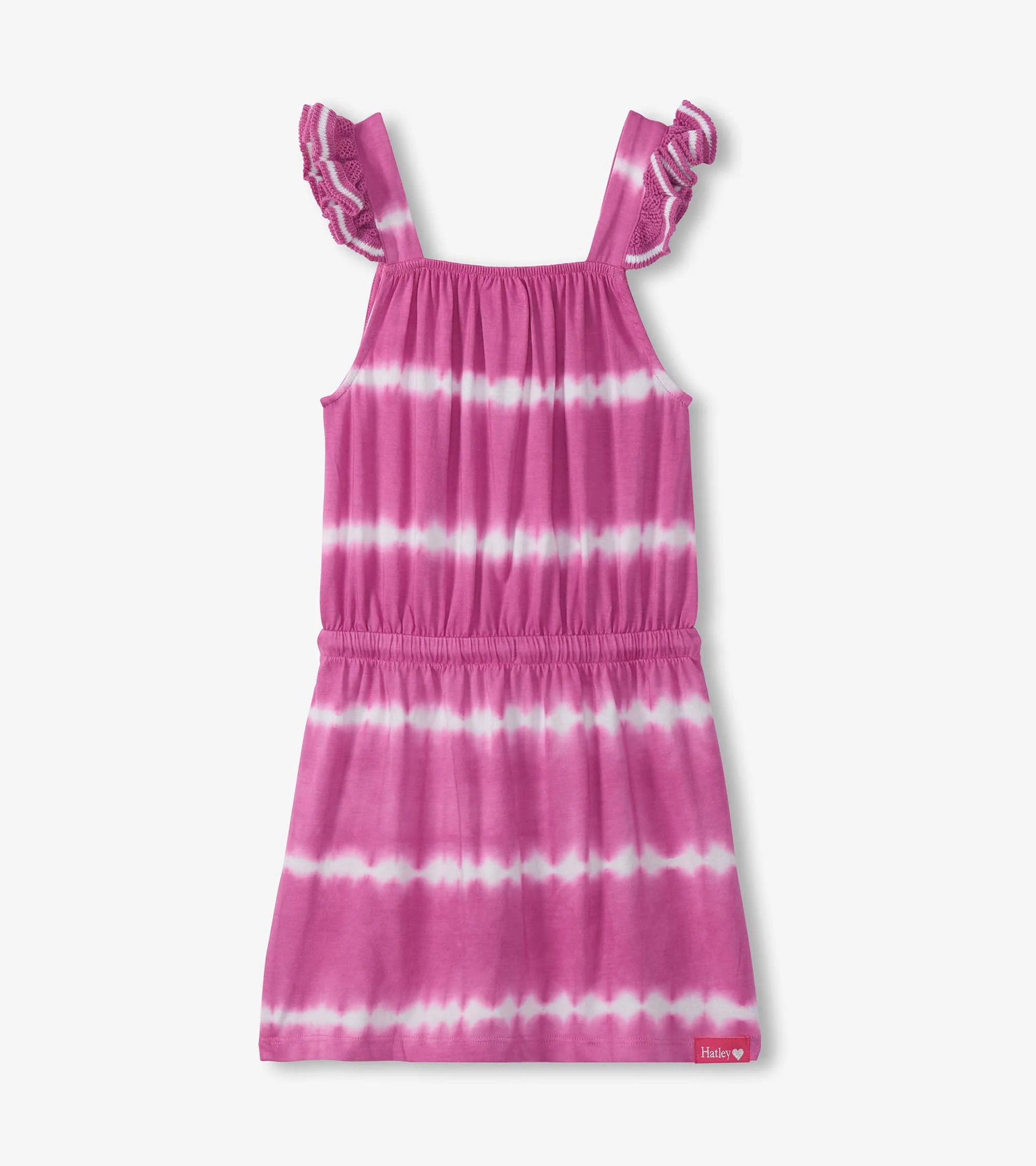 Girls Purple Orchid Tie Dye Crochet Sleeve Dress - Image 2
