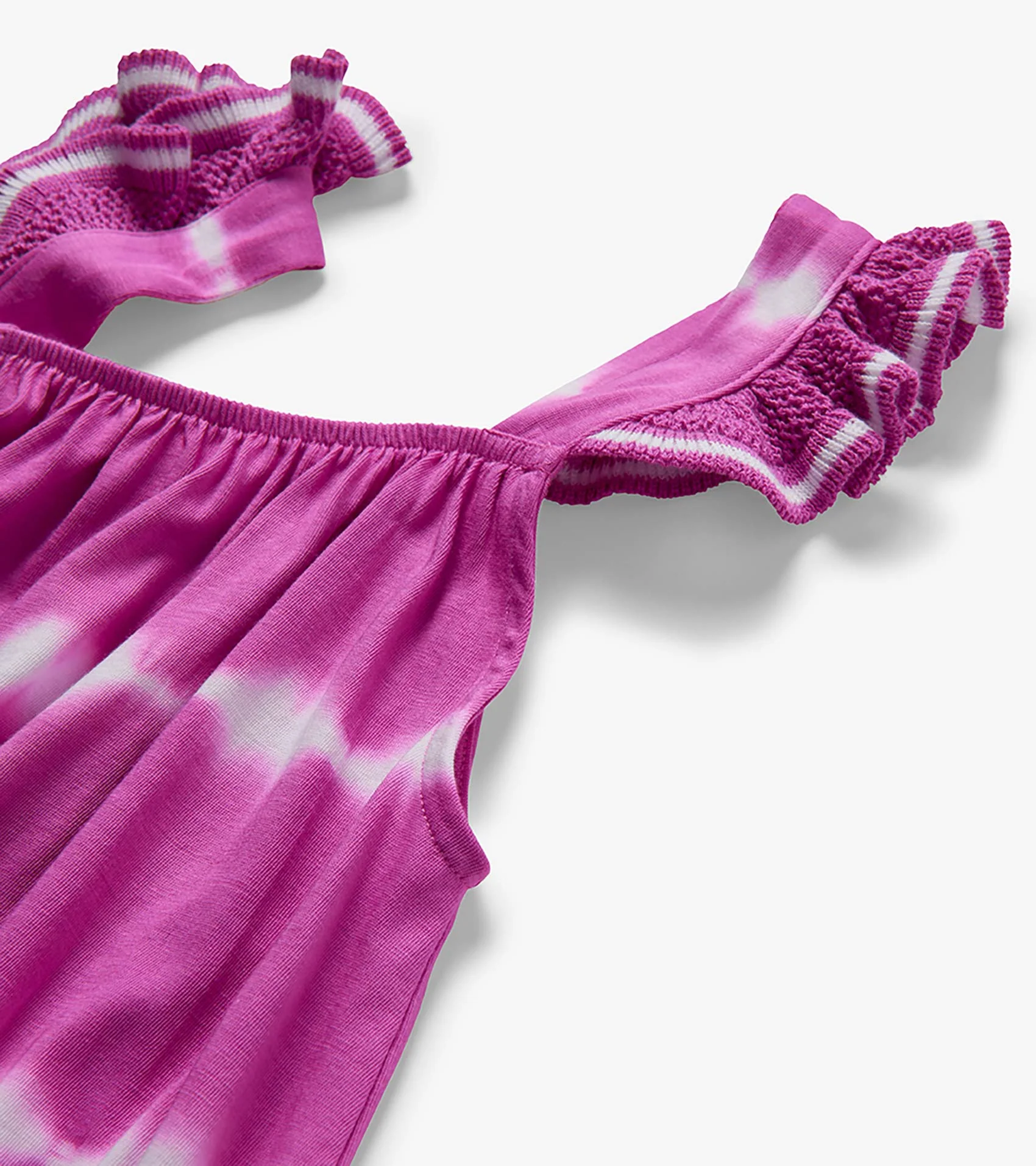 Girls Purple Orchid Tie Dye Crochet Sleeve Dress - Image 3