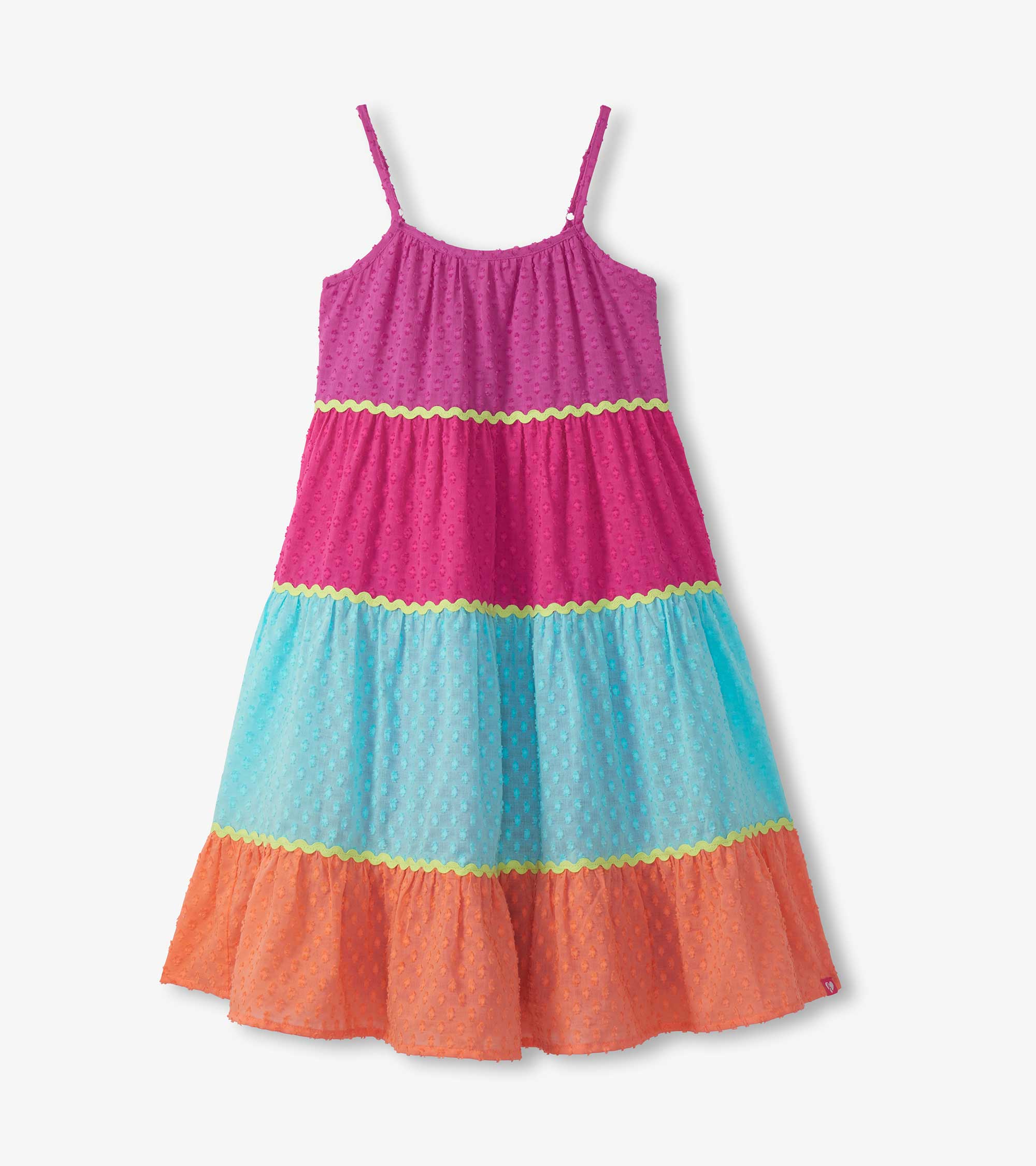 Girls Rainbow Colour Block Strappy Midi Dress