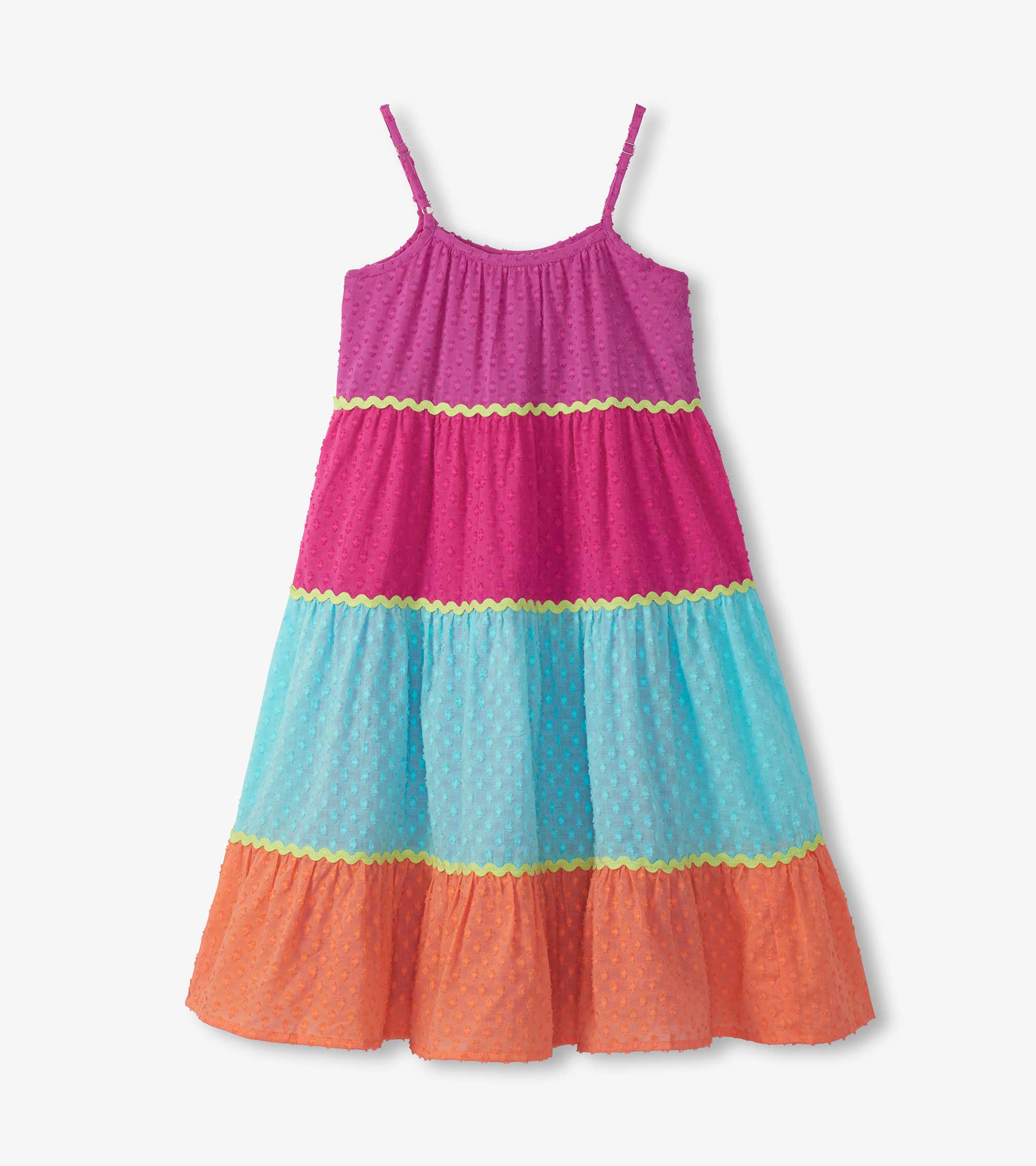 Girls Rainbow Colour Block Strappy Midi Dress - Image 2