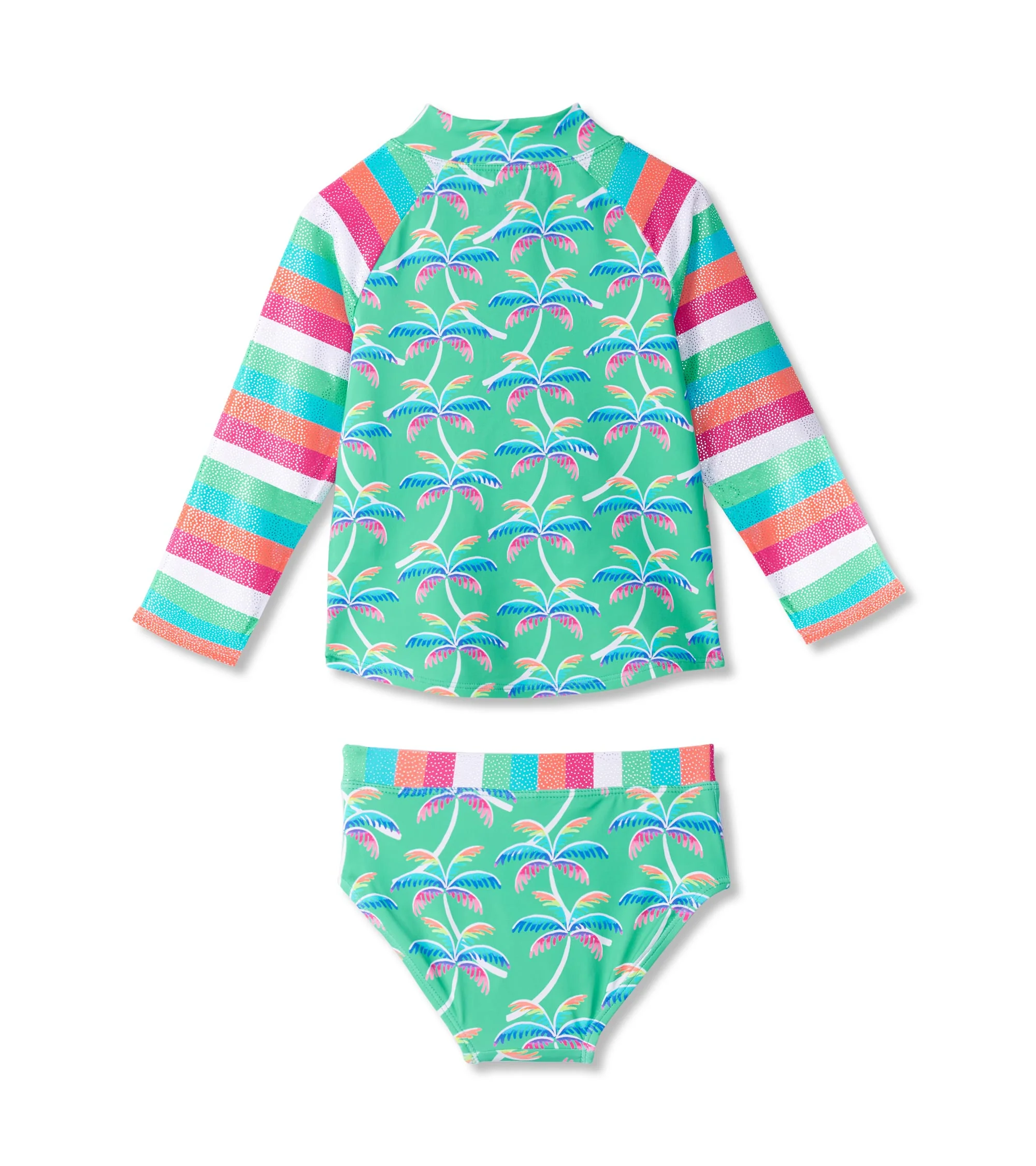 Girls Rainbow Palm Two-Piece Rashguard Set - Image 2