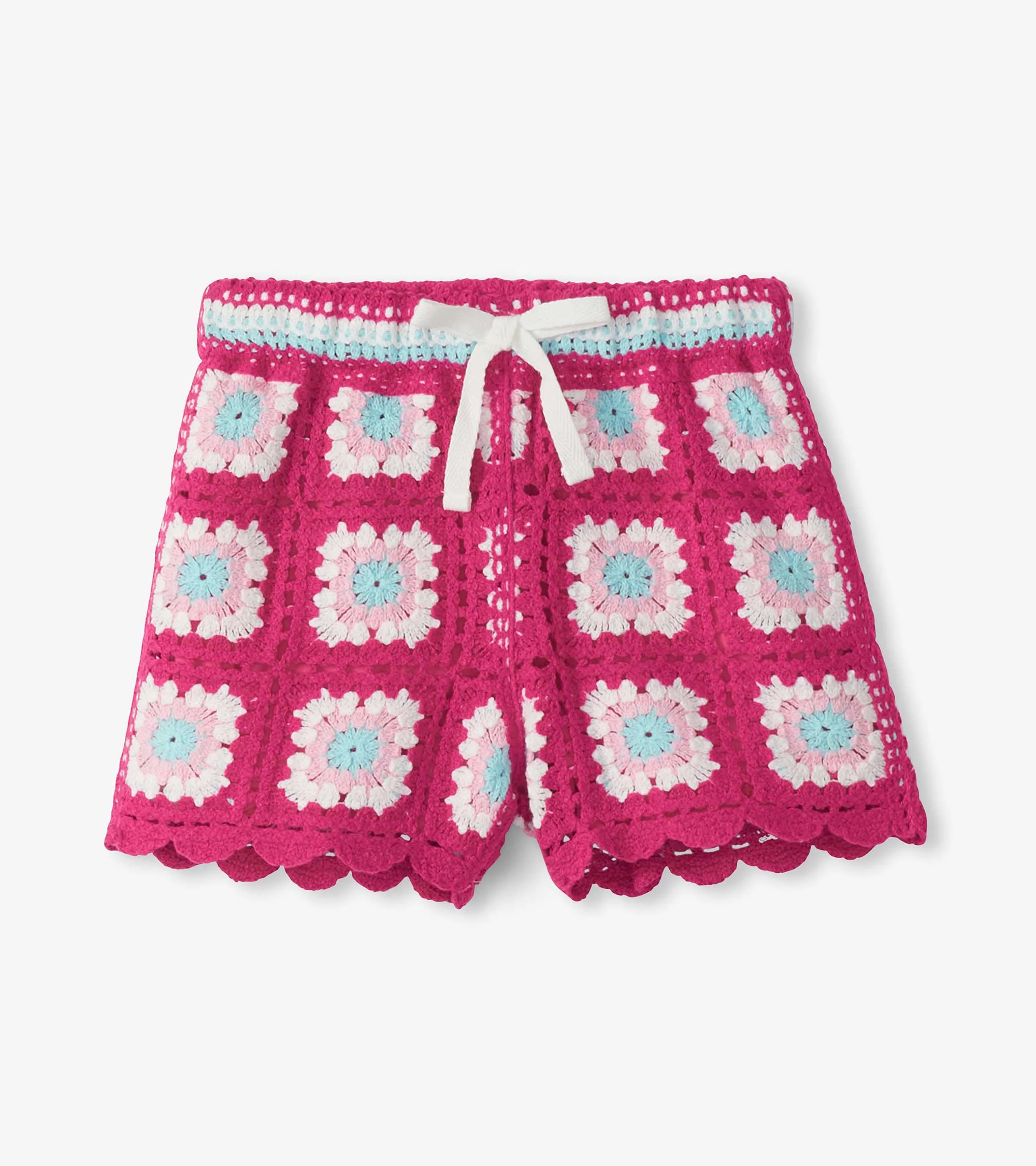 Girls Raspberry Rose Crochet Shorts