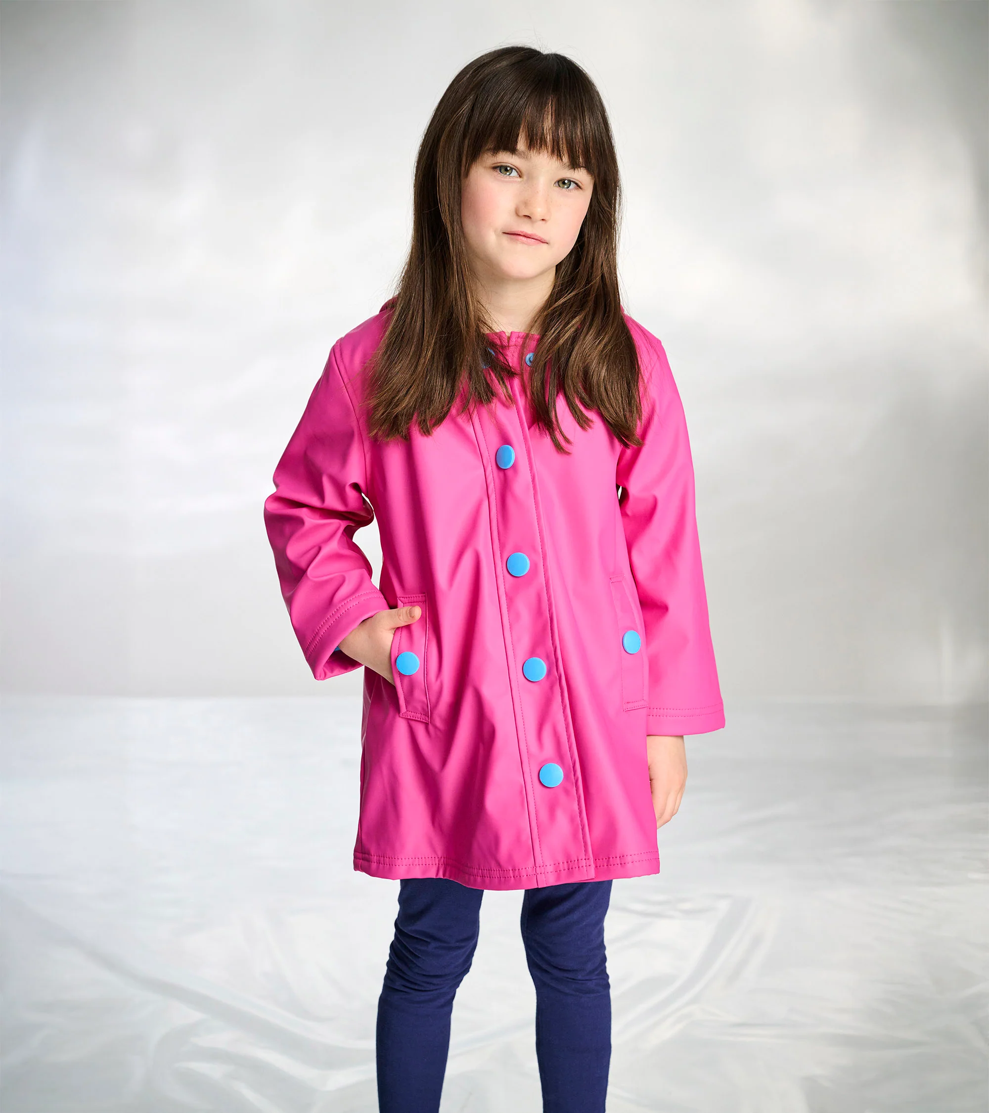 Girls Raspberry Rose Rain Jacket - Image 2