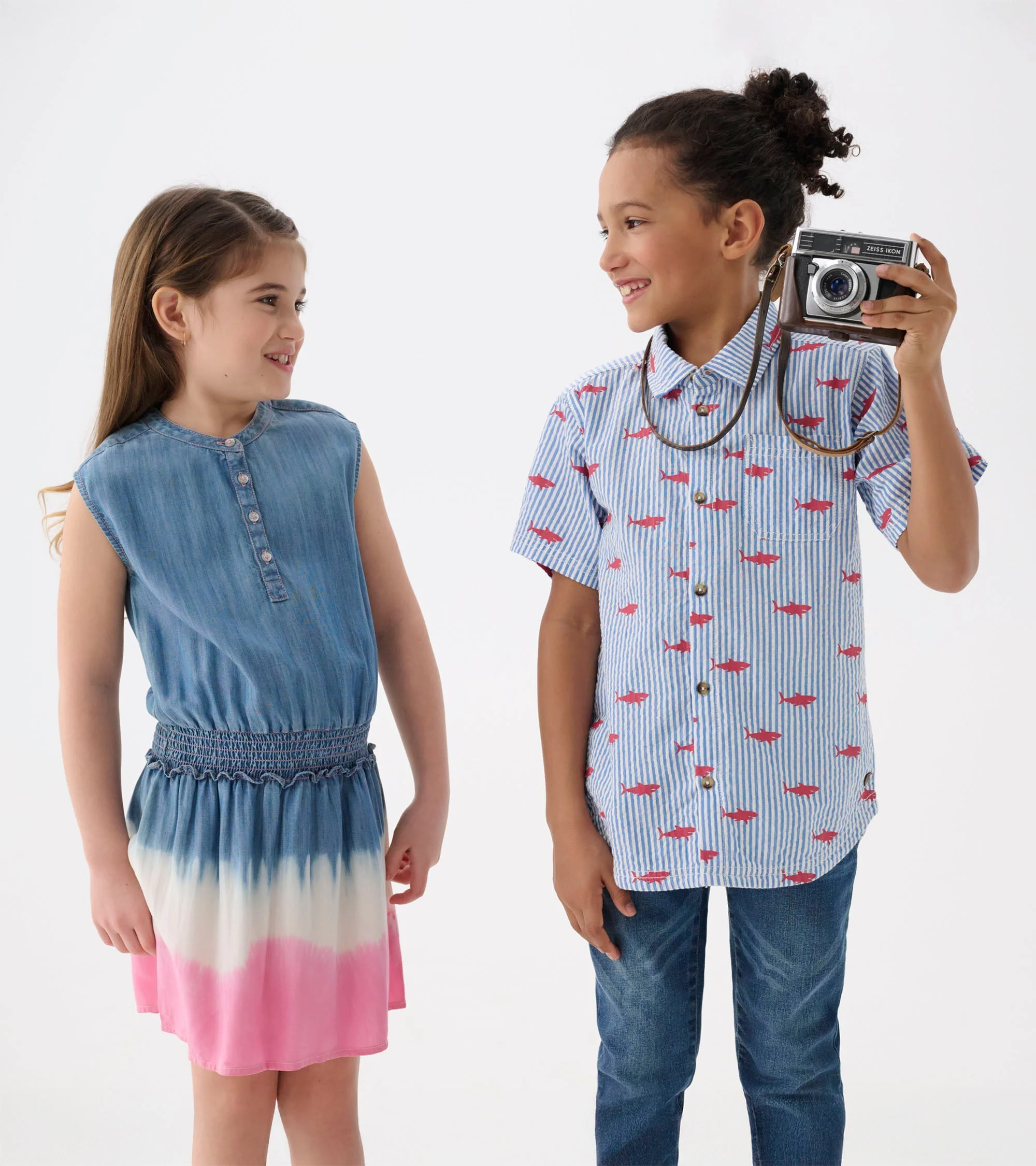 Girls Sapphire Stripes Smocked Waist Dress - Image 2