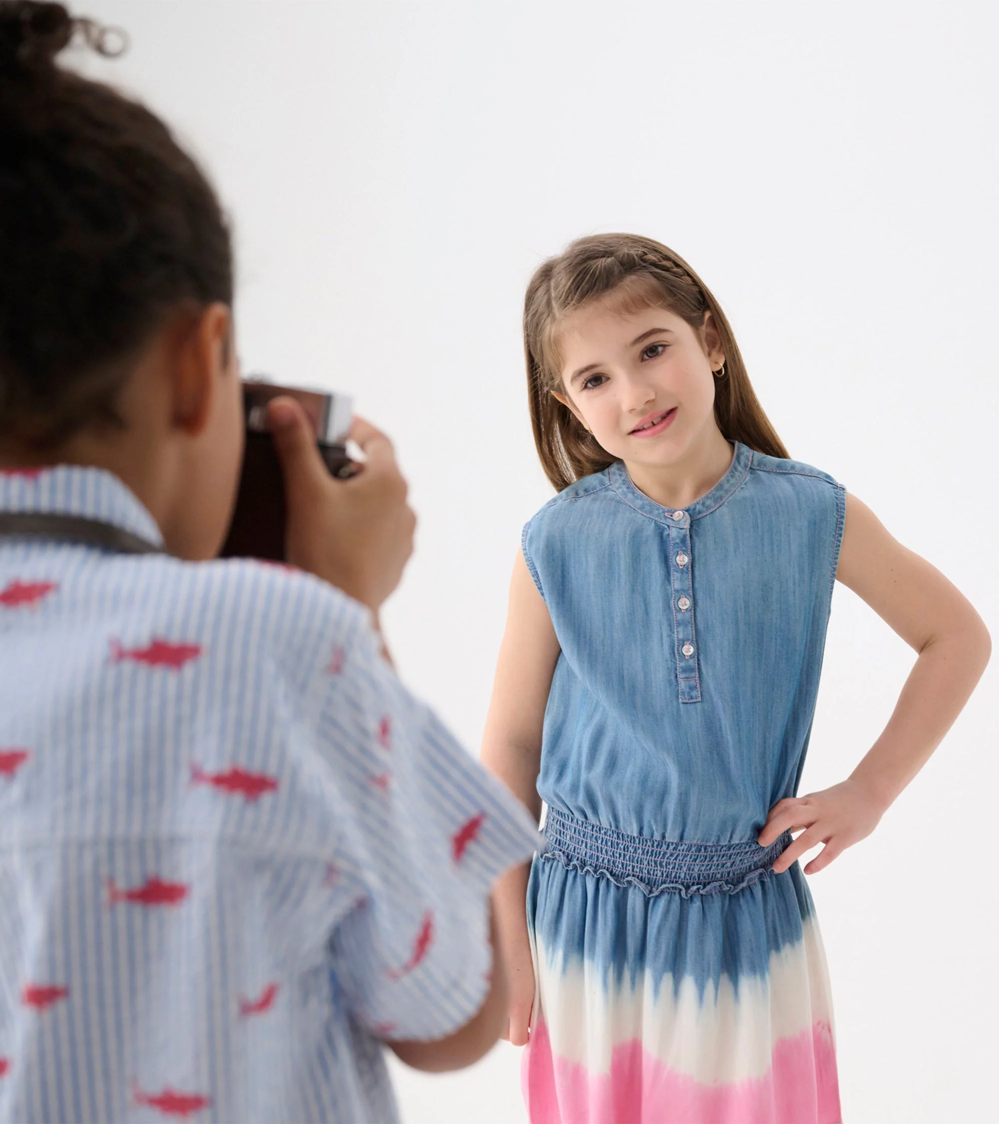 Girls Sapphire Stripes Smocked Waist Dress - Image 3