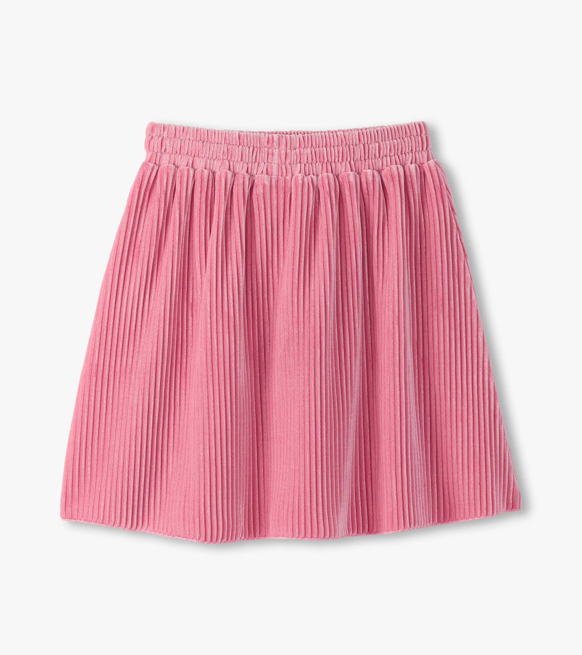 Girls Sea Pink Pleated Velour Skirt - Image 2