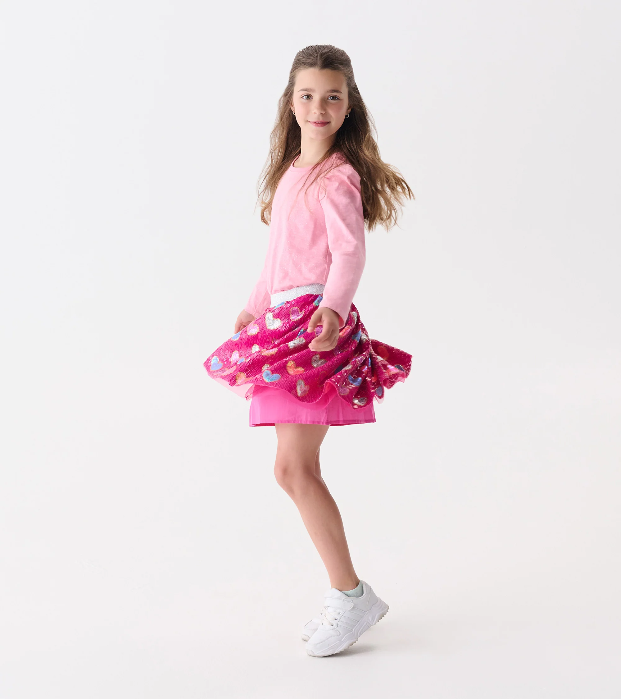 Girls Sea Pink Sparkle Puff Sleeve Graphic Tee - Image 3