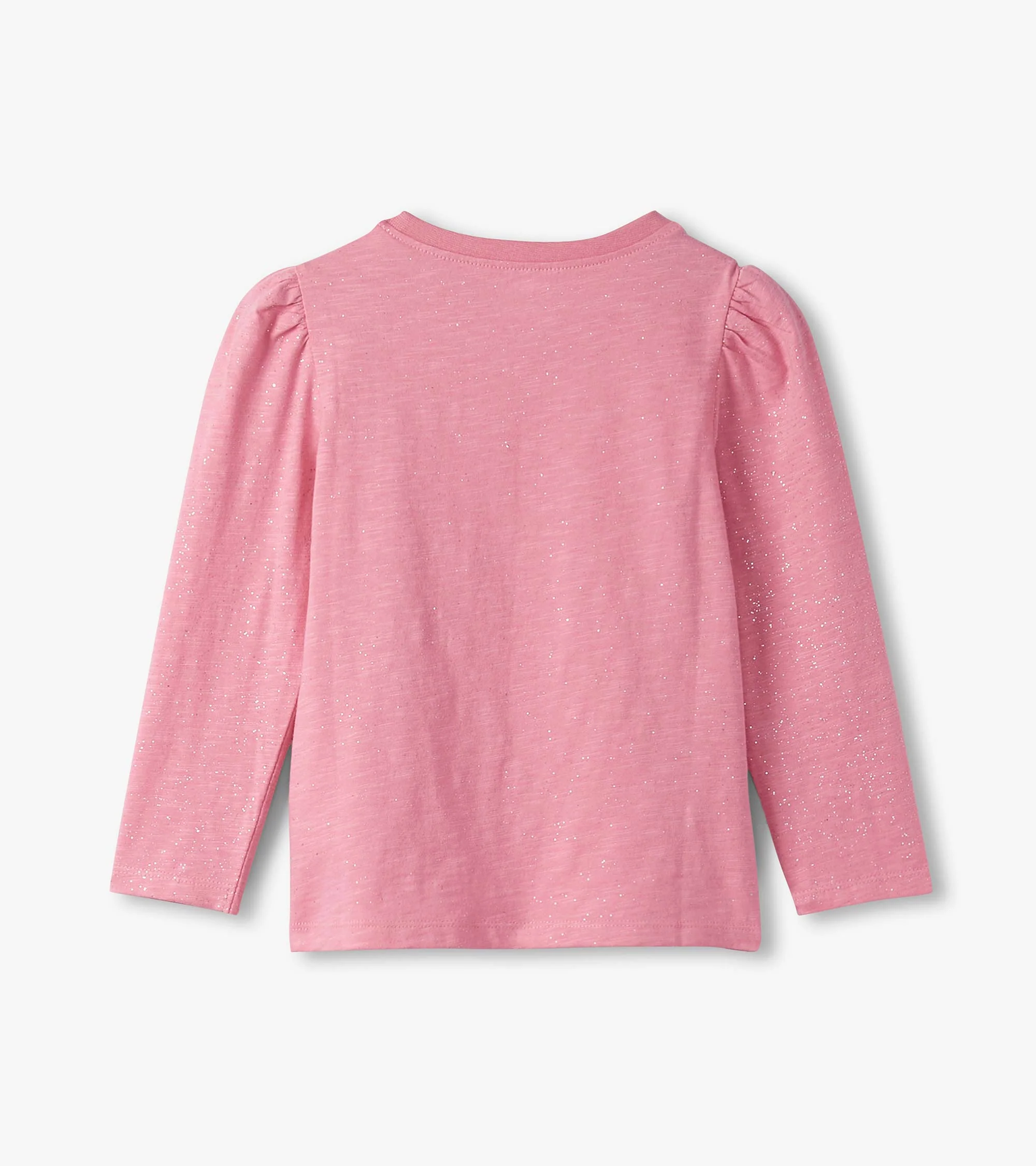 Girls Sea Pink Sparkle Puff Sleeve Graphic Tee - Image 4
