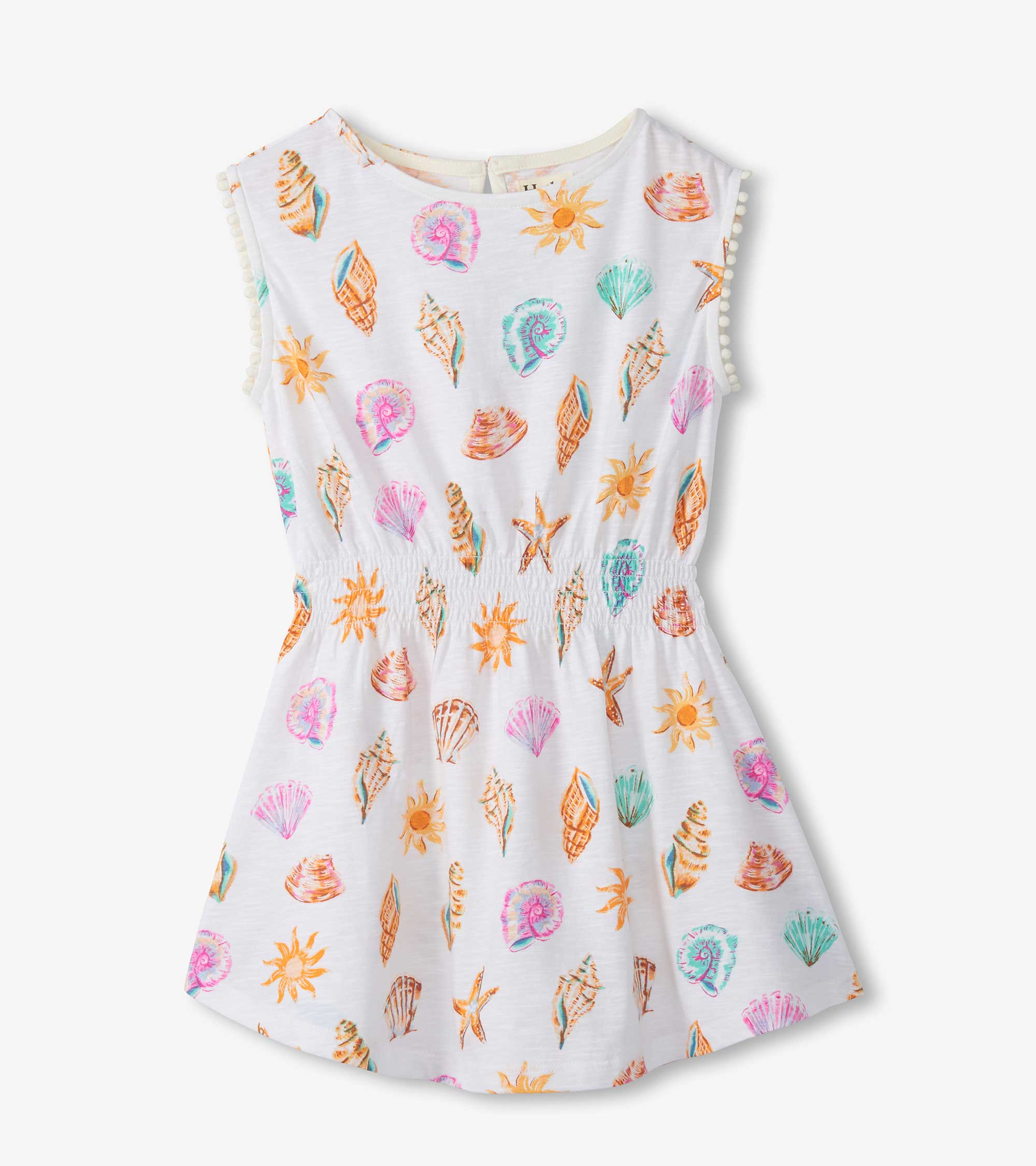 Girls Shells and Sunshine Smocked Waist Dress