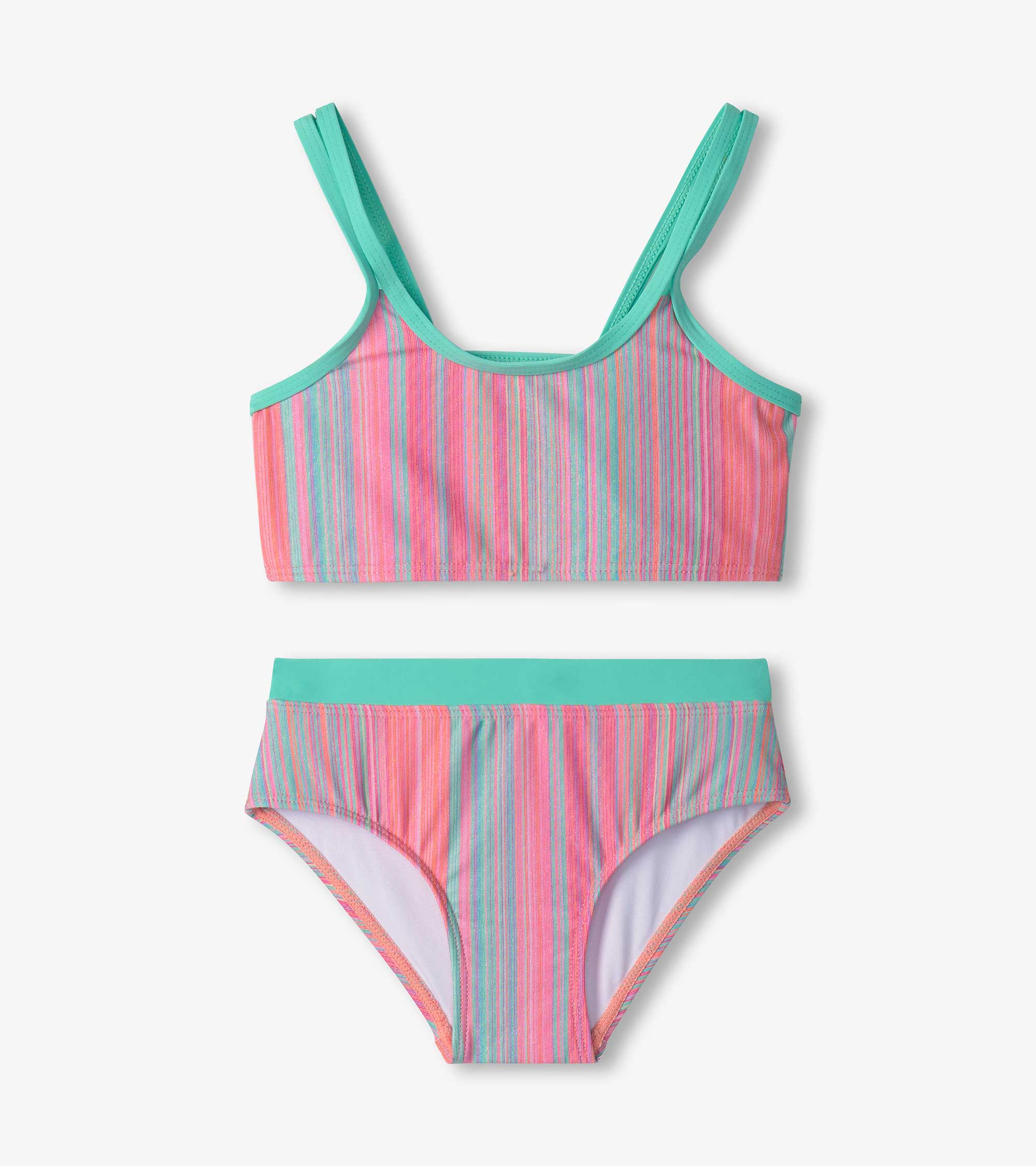 Girls Shimmer Stripe Bikini Set - Image 2