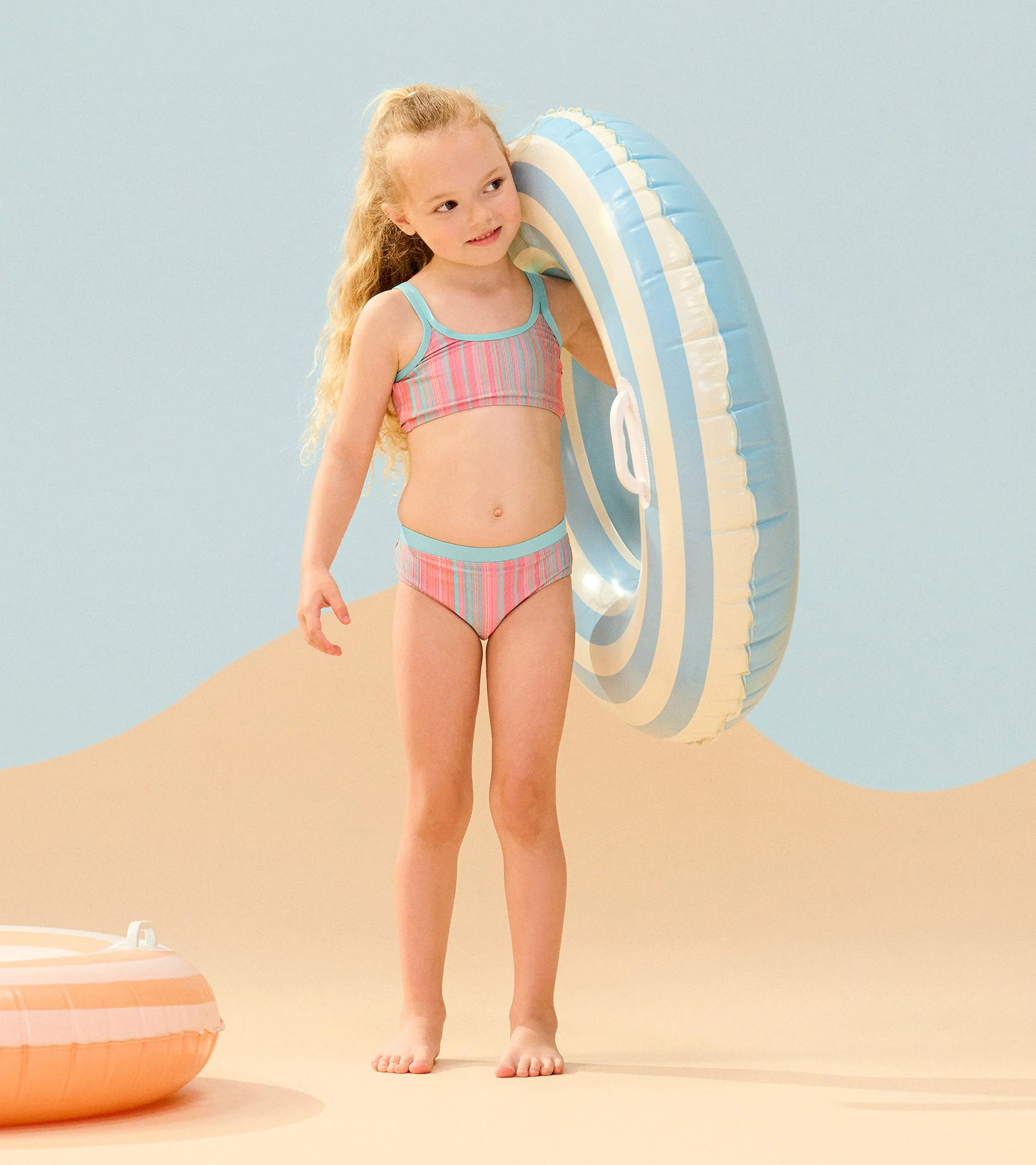 Girls Shimmer Stripe Bikini Set - Image 4