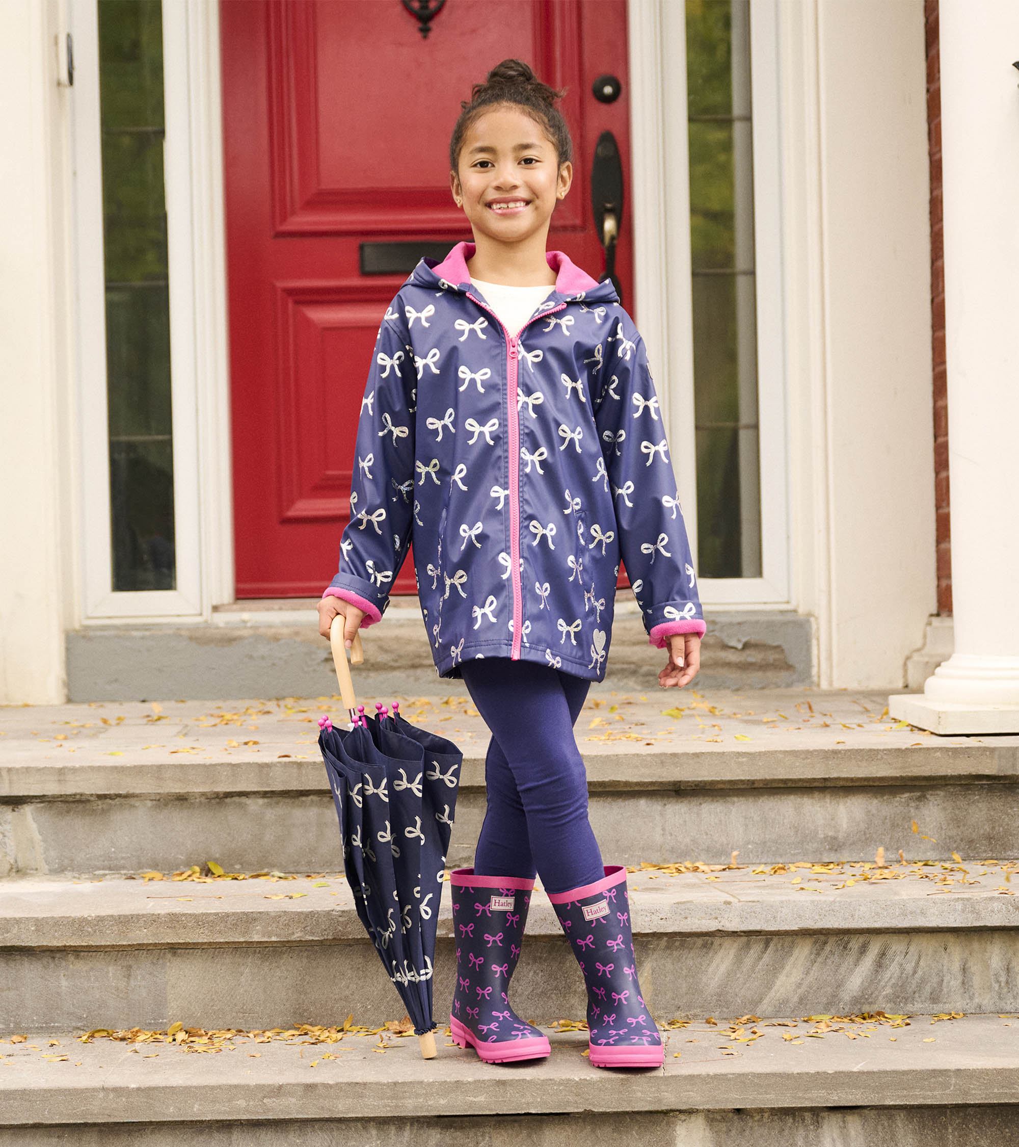 Girls Silver Ribbon Zip-Up Rain Jacket - Image 2